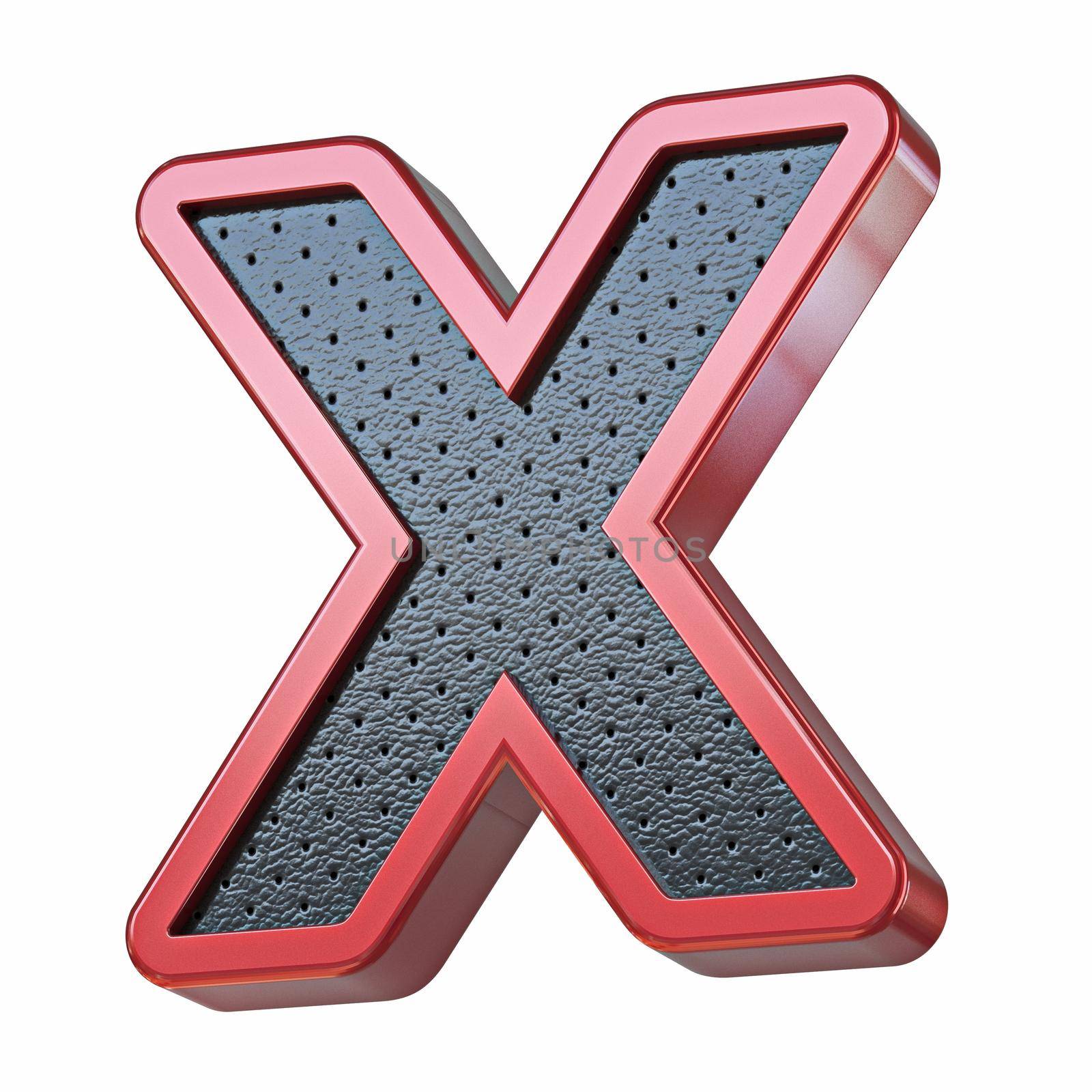 Red shinny metal and black leather font Letter X 3D by djmilic