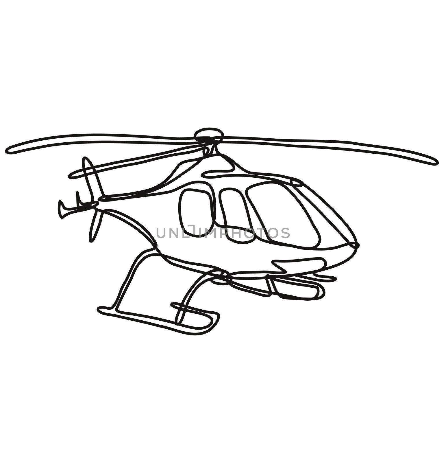 Helicopter in Full Flight Continuous Line Drawing  by patrimonio