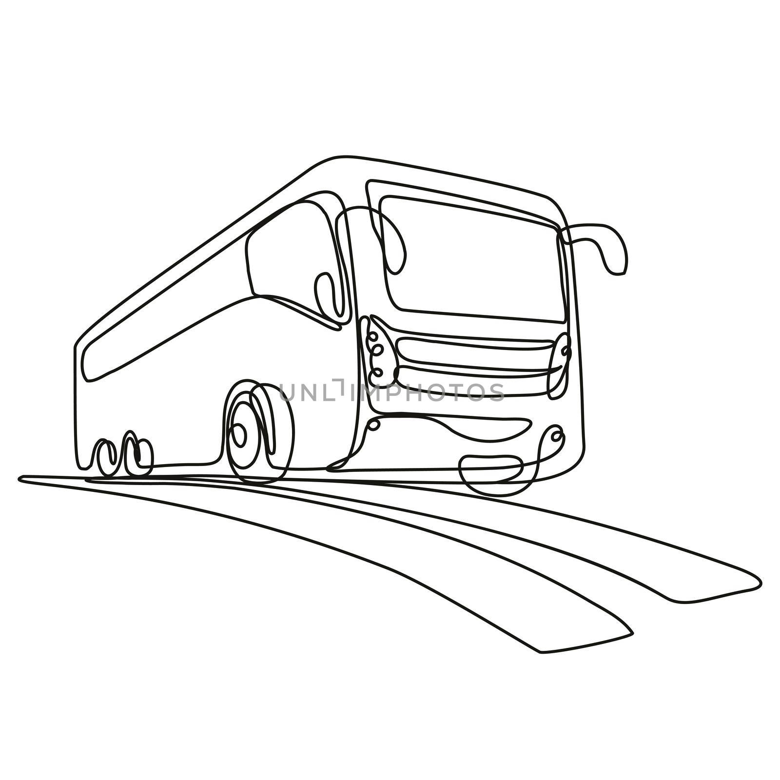 Tourist Coach or Shuttle Bus Low Angle View  Continuous Line Drawing  by patrimonio