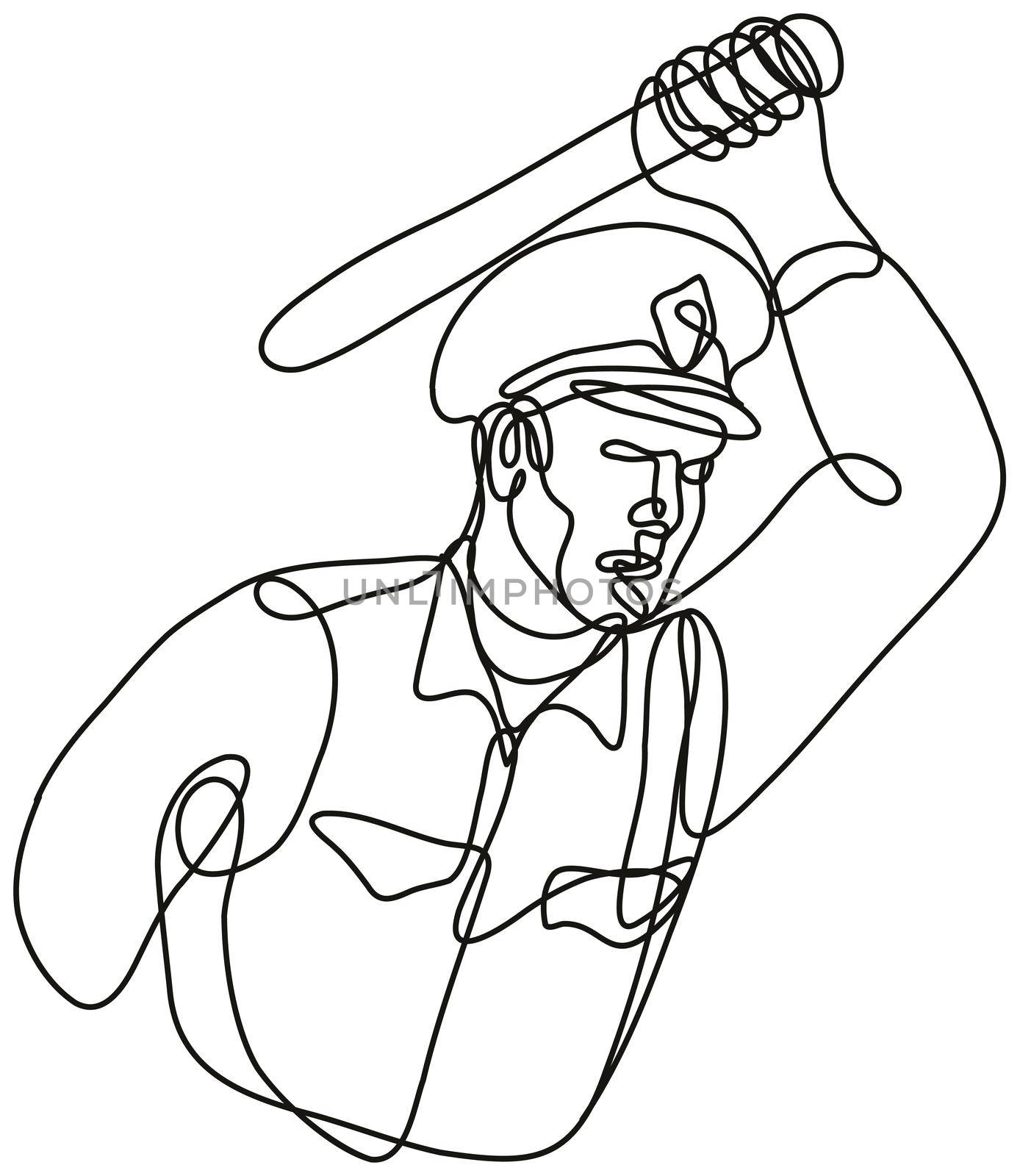 Policeman or Police Officer Striking with Baton or Nightstick Police  Brutality Continuous Line Drawing  by patrimonio