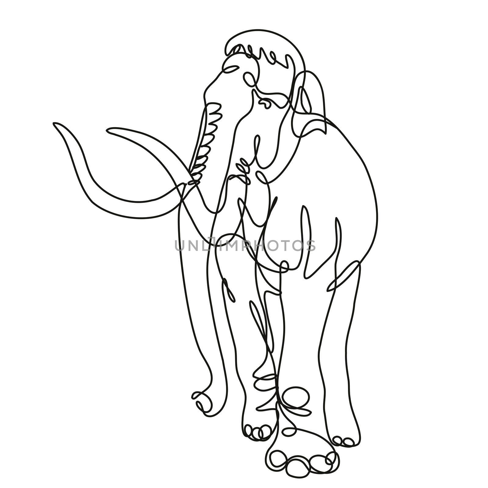 Mammoth Elephant Walking Front View Continuous Line Drawing  by patrimonio