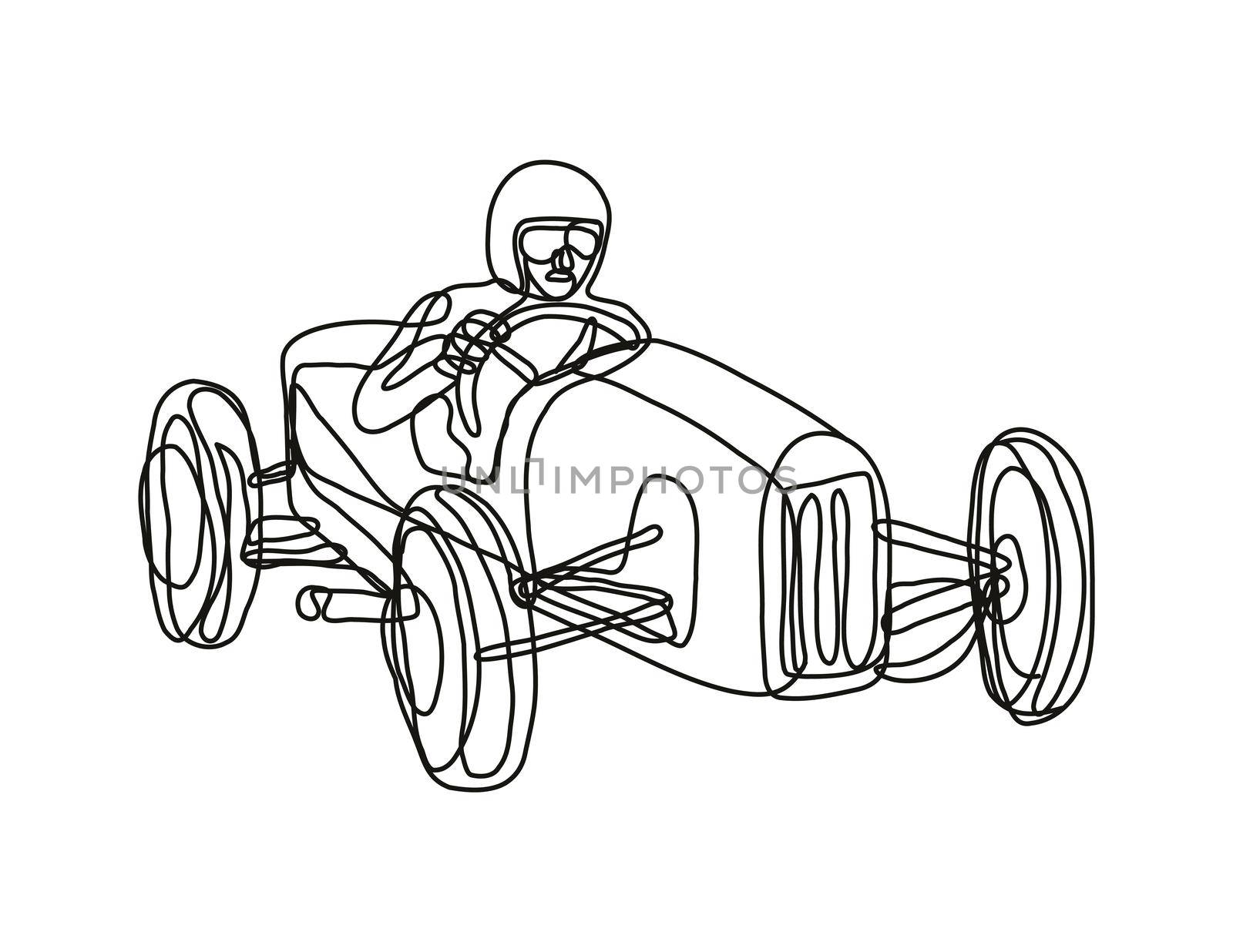 Vintage Race Car Driver Continuous line drawing  by patrimonio