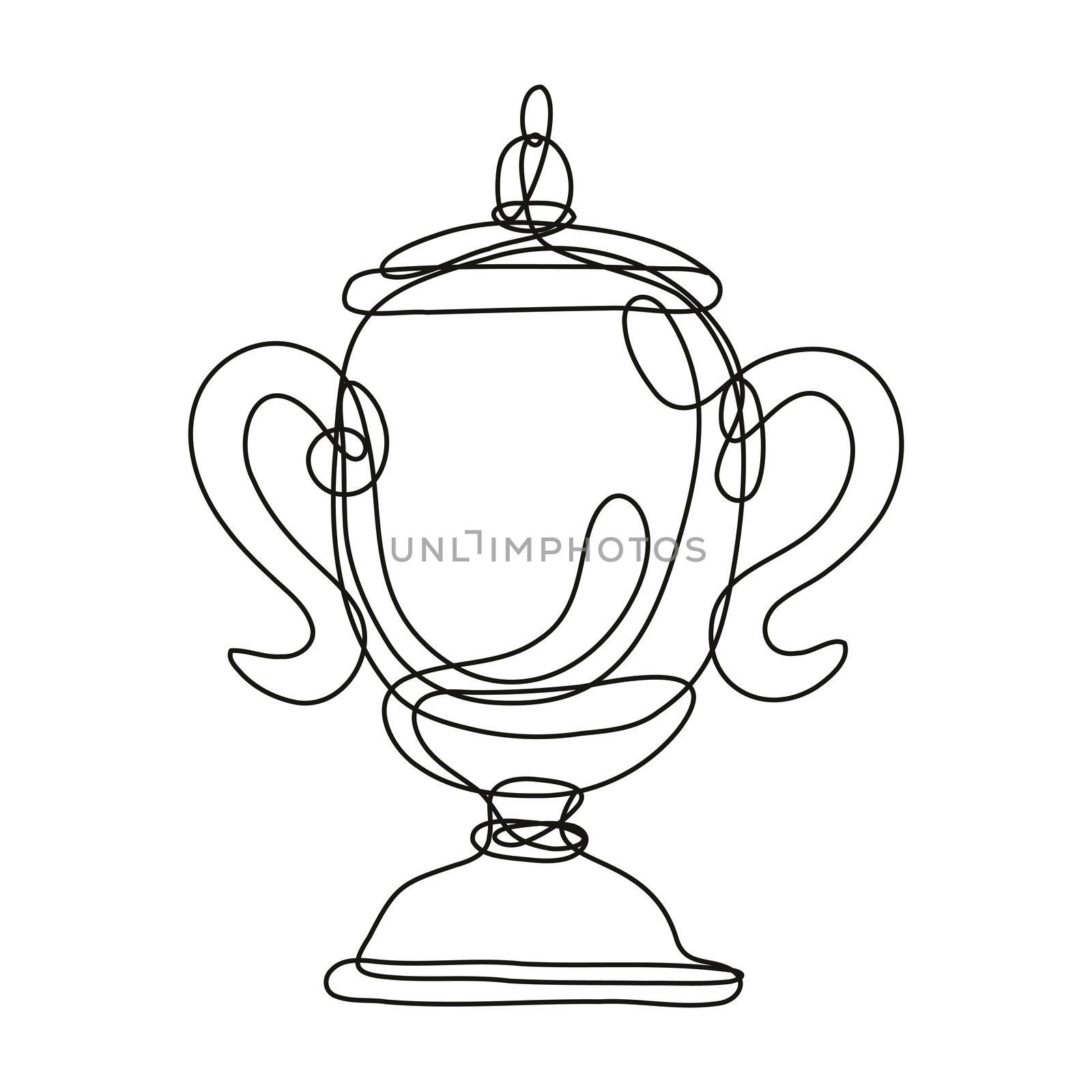 Championship Cup or Champion Trophy Front View Continuous Line Drawing  by patrimonio