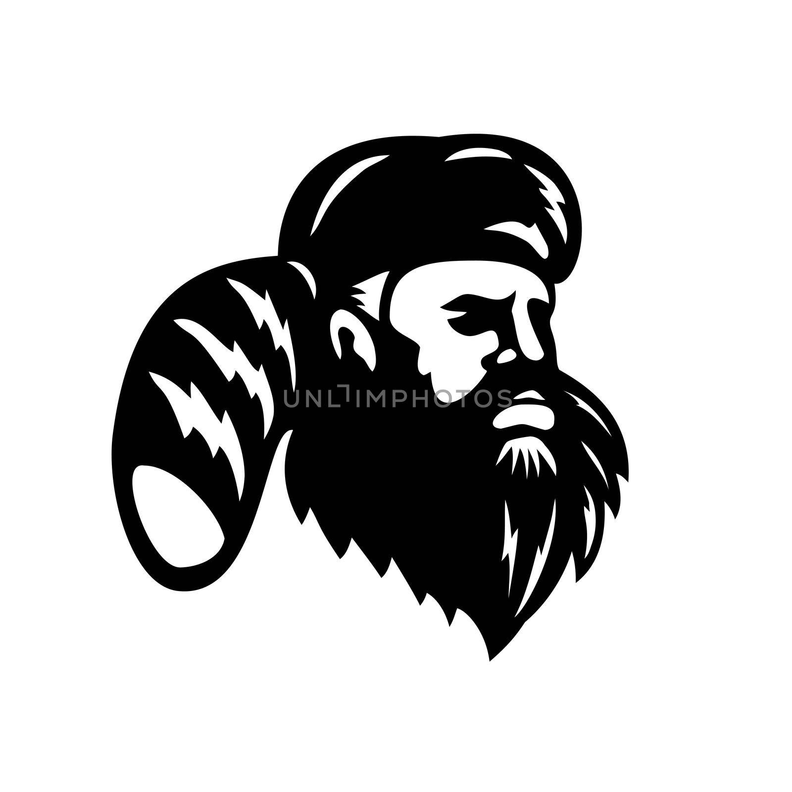 American Mountain Man Frontiersman Explorer or Trapper Looking to Side Mascot by patrimonio