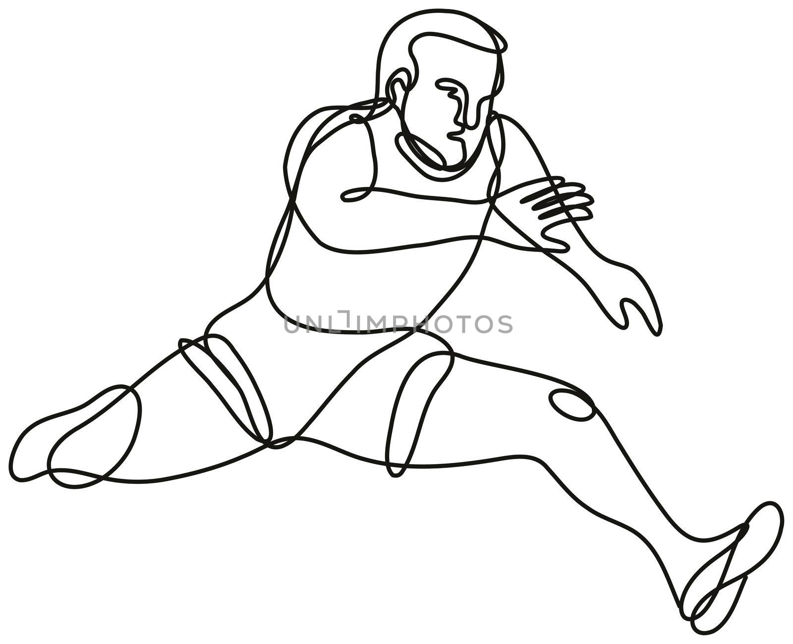 Track and Field Athlete Jumping Hurdle Continuous Line Drawing  by patrimonio