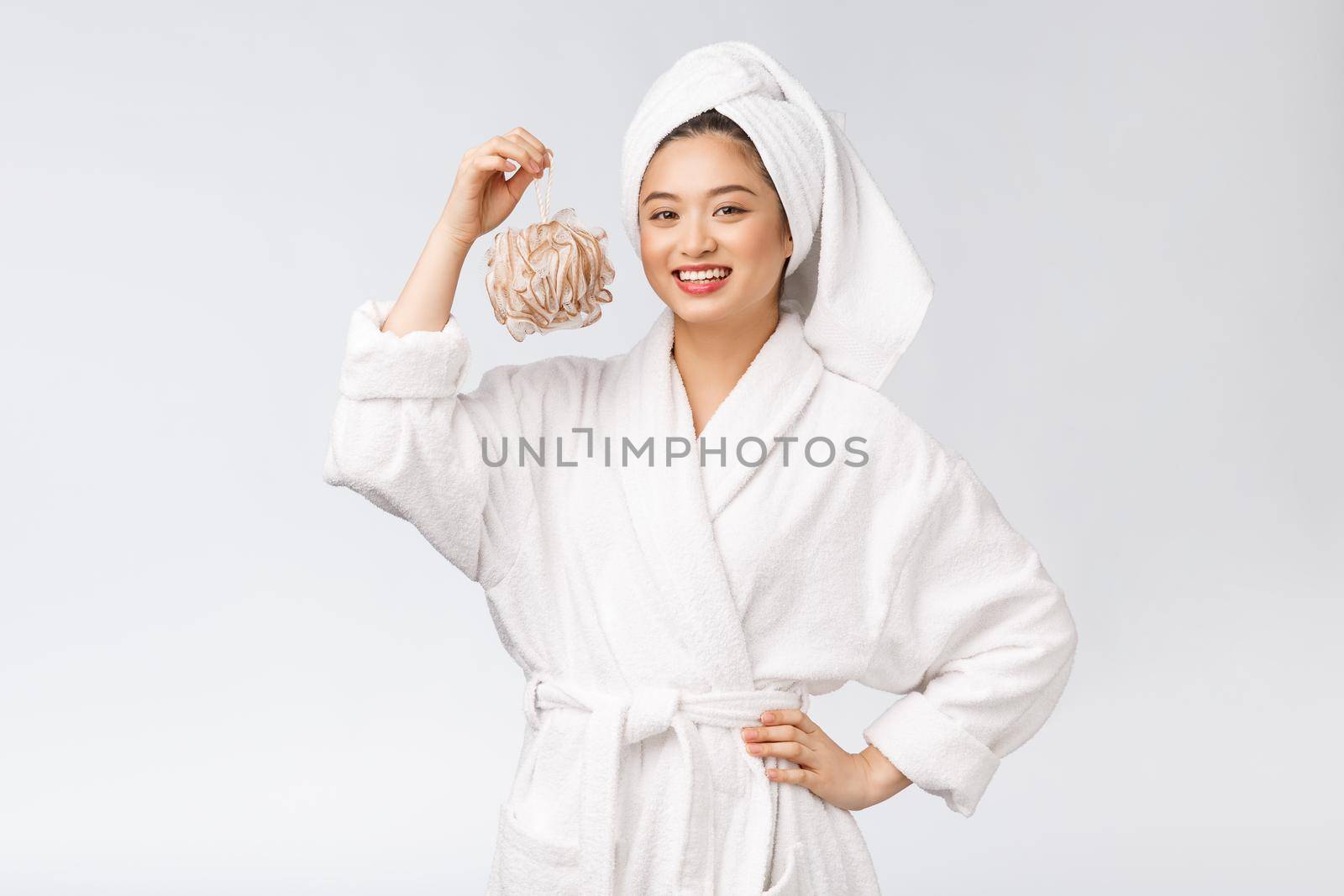 Asian woman being happy with the shower. Studio concept by Benzoix