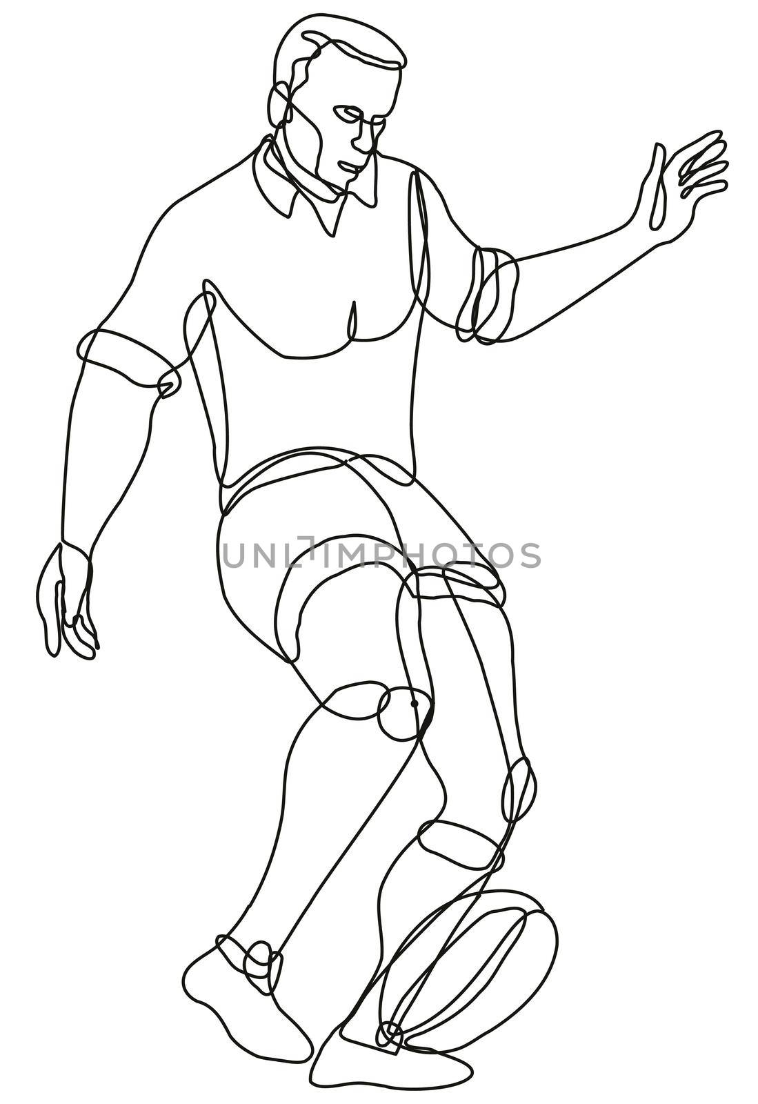 Rugby Union Player Kicking Ball Front View Continuous Line Drawing  by patrimonio