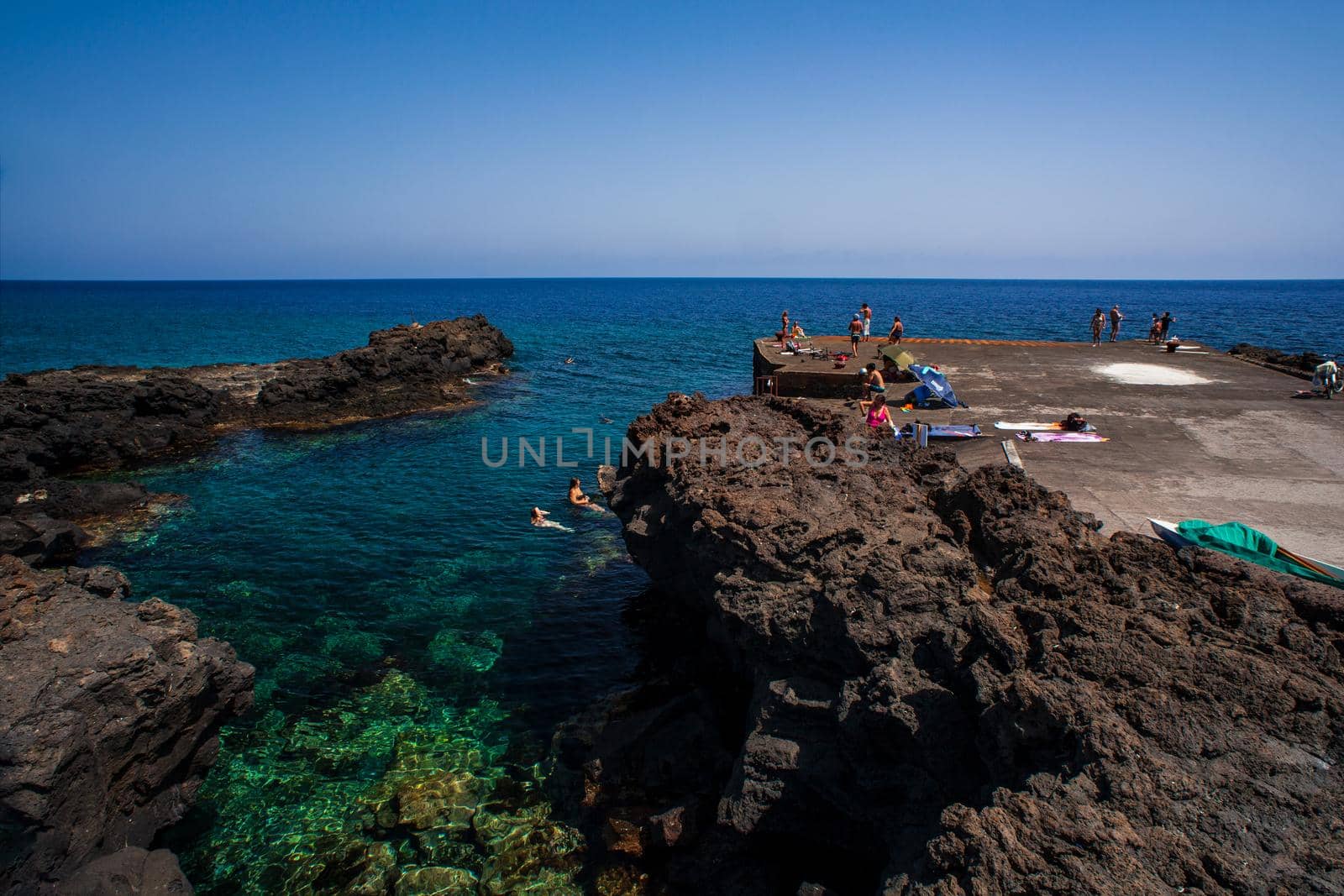 View of the lava beach of Linosa Called Mannarazza by bepsimage