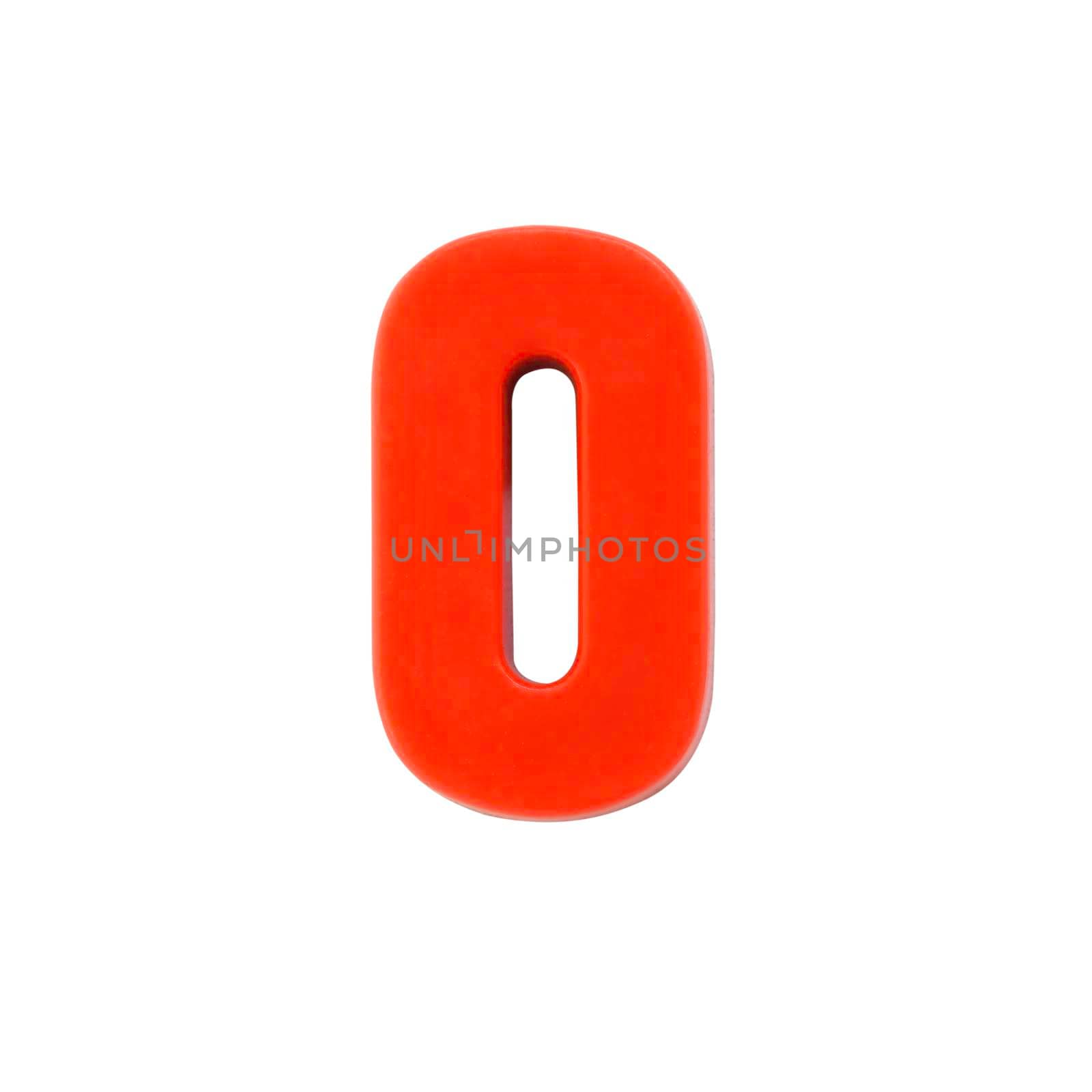 Shot of a number zero made of red plastic with clipping path by stoonn