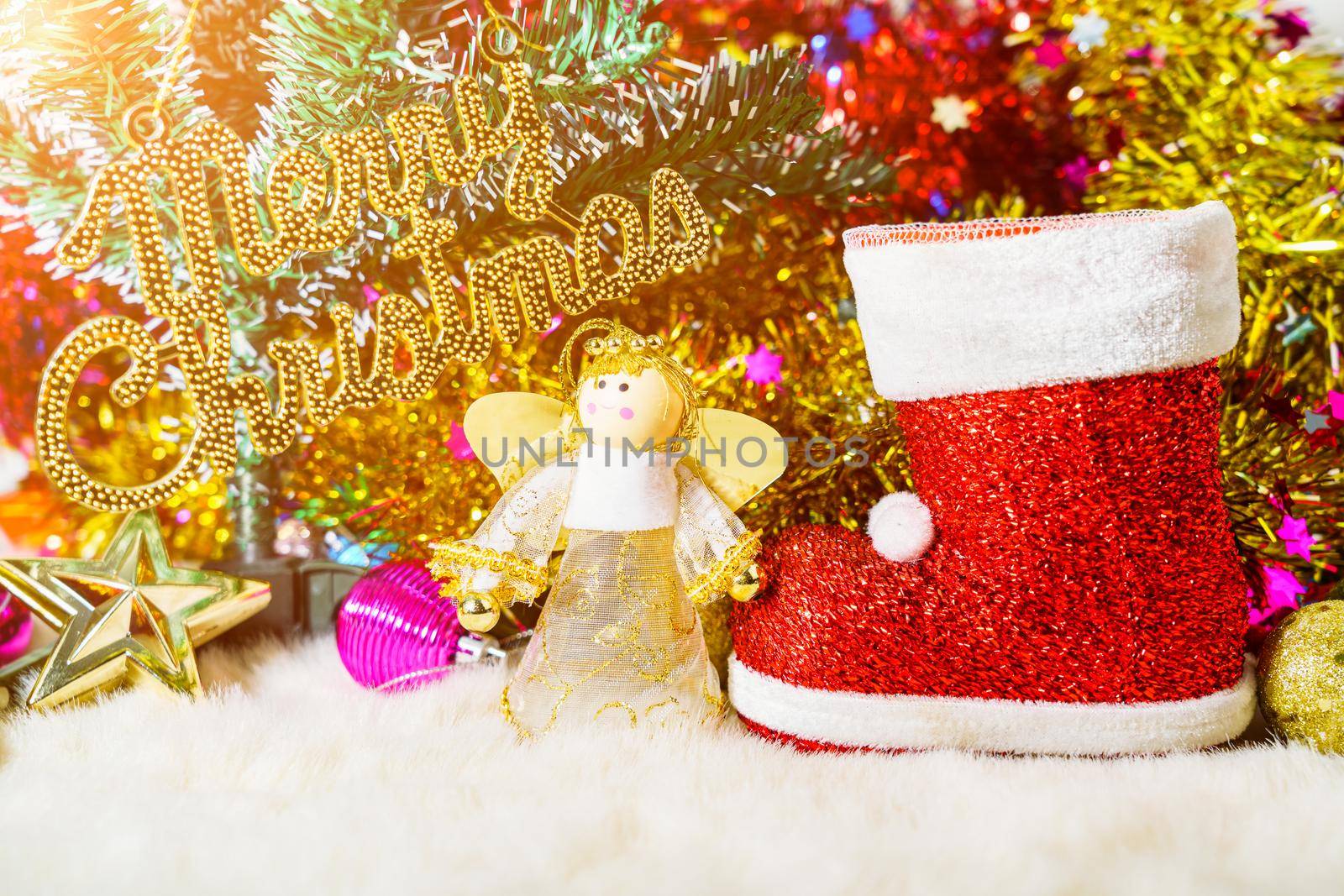 Red Santa claus boot and chrismas doll  by stoonn