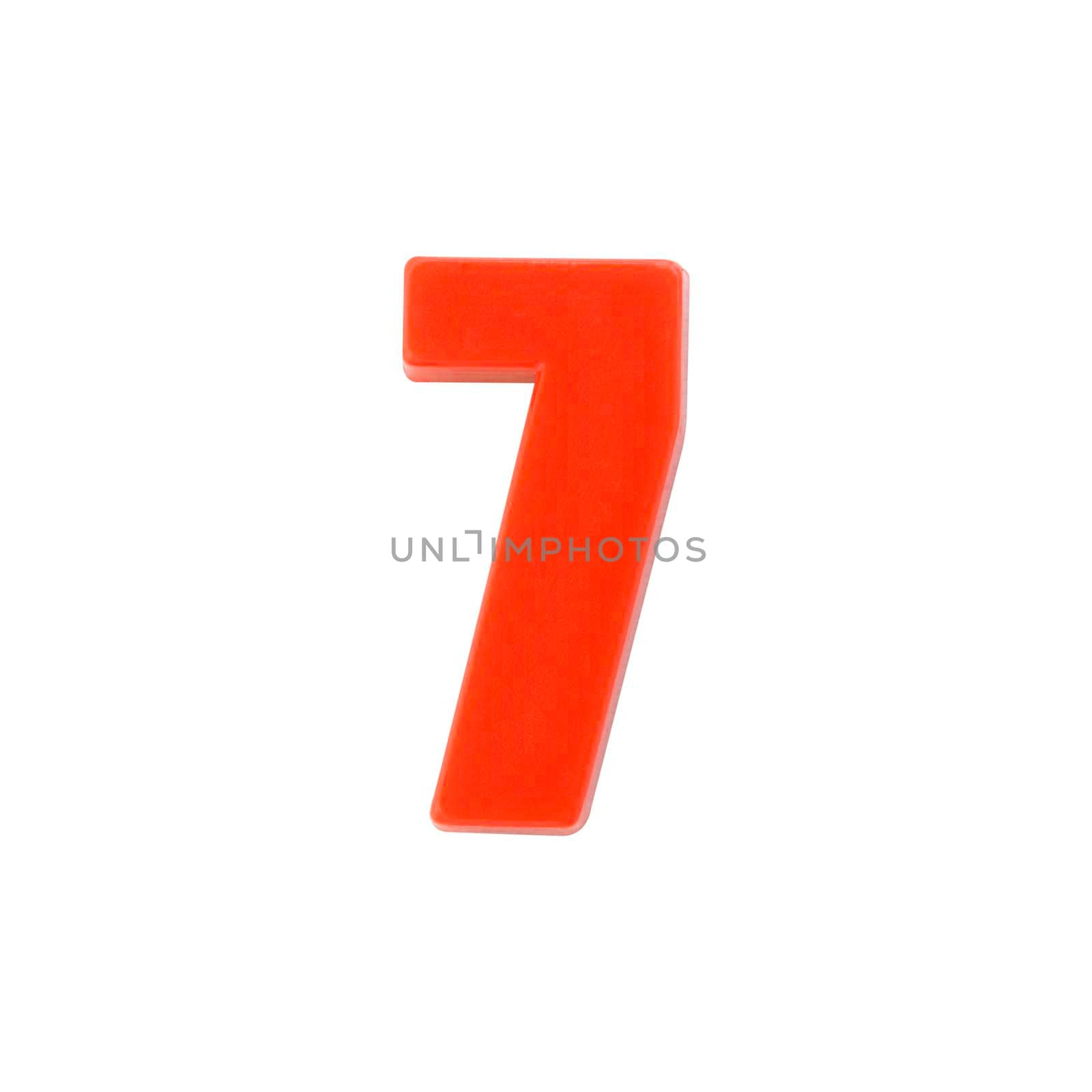 Shot of a number seven made of red plastic with clipping path by stoonn