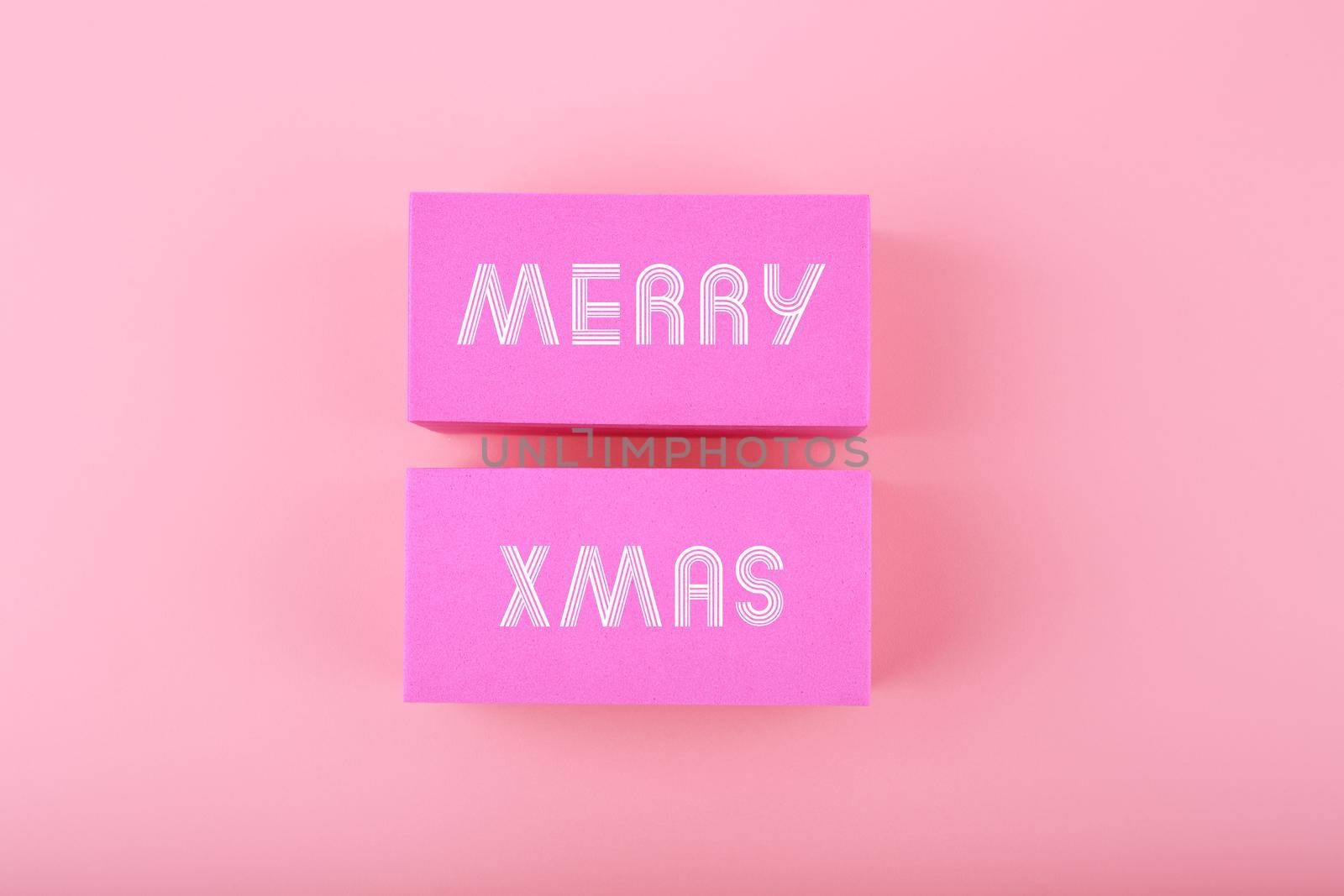 Trendy pink Merry Xmas minimal concept in light colors by Senorina_Irina