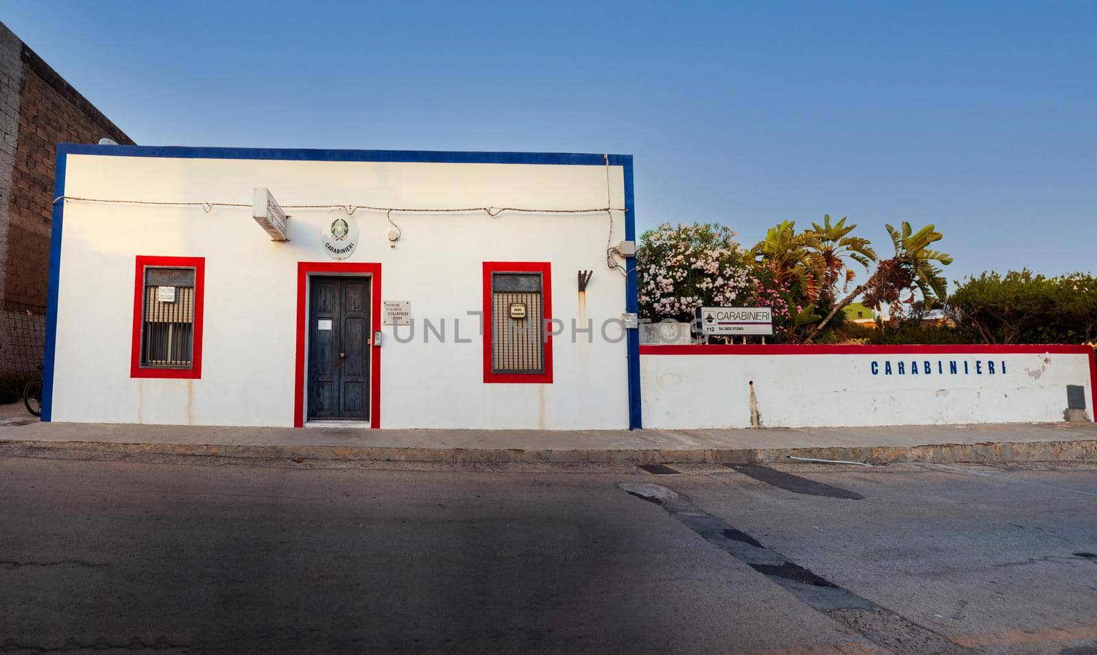 Linosa, Italy - July, 27: View of the police station of Caribinieri on July 27, 2021