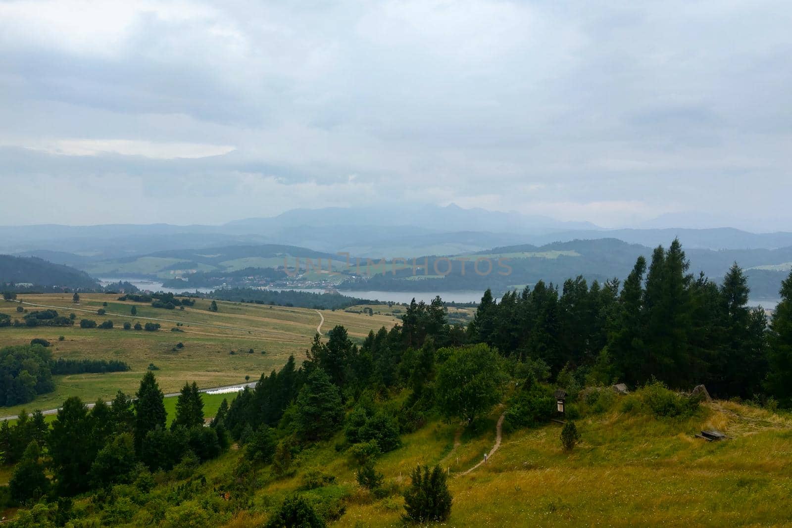 View of the mountains on a cloudy autumn day