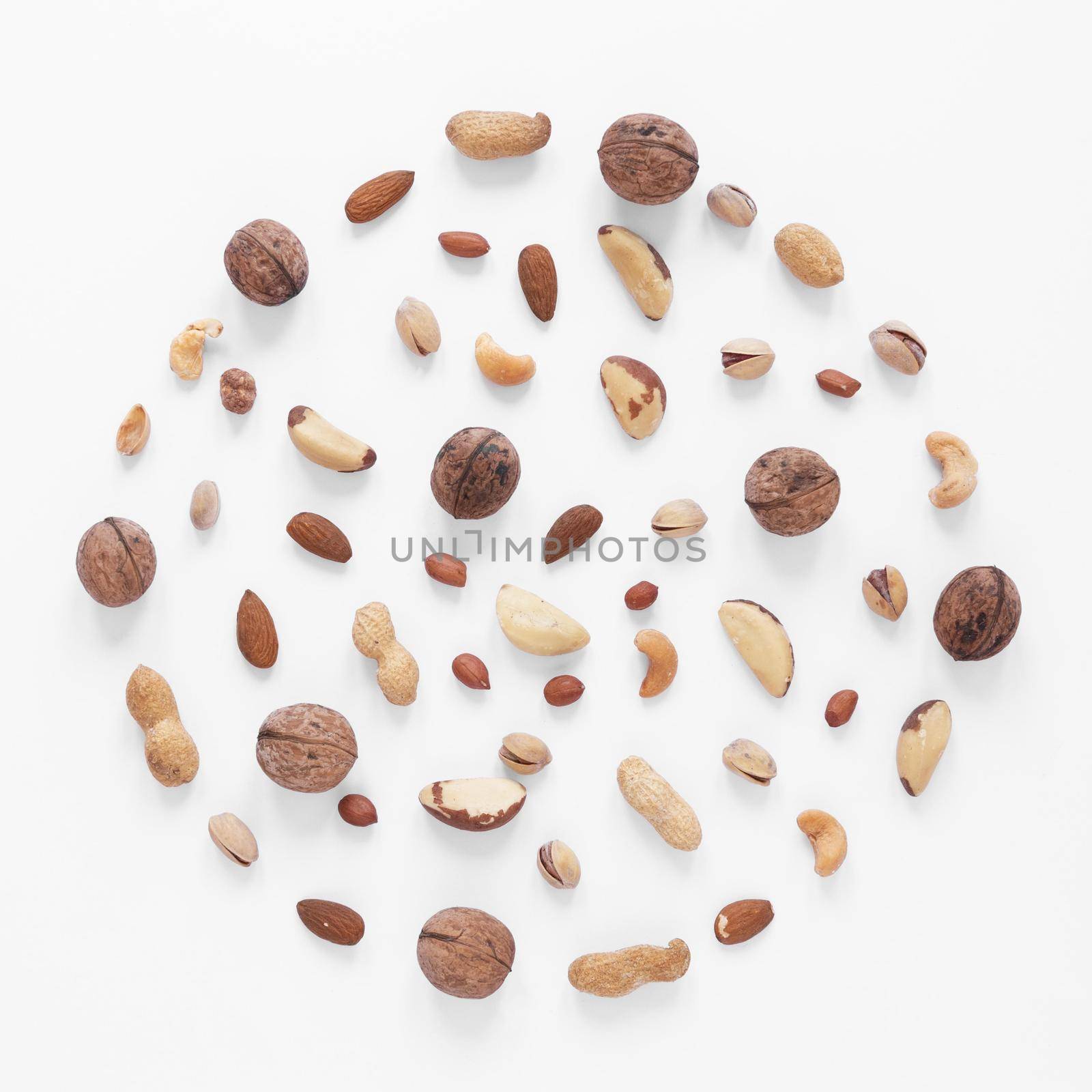 top view nuts arrangement concept. High quality beautiful photo concept by Zahard