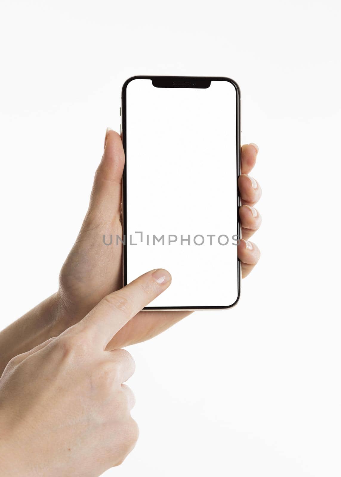 front view hands using smartphone. Resolution and high quality beautiful photo