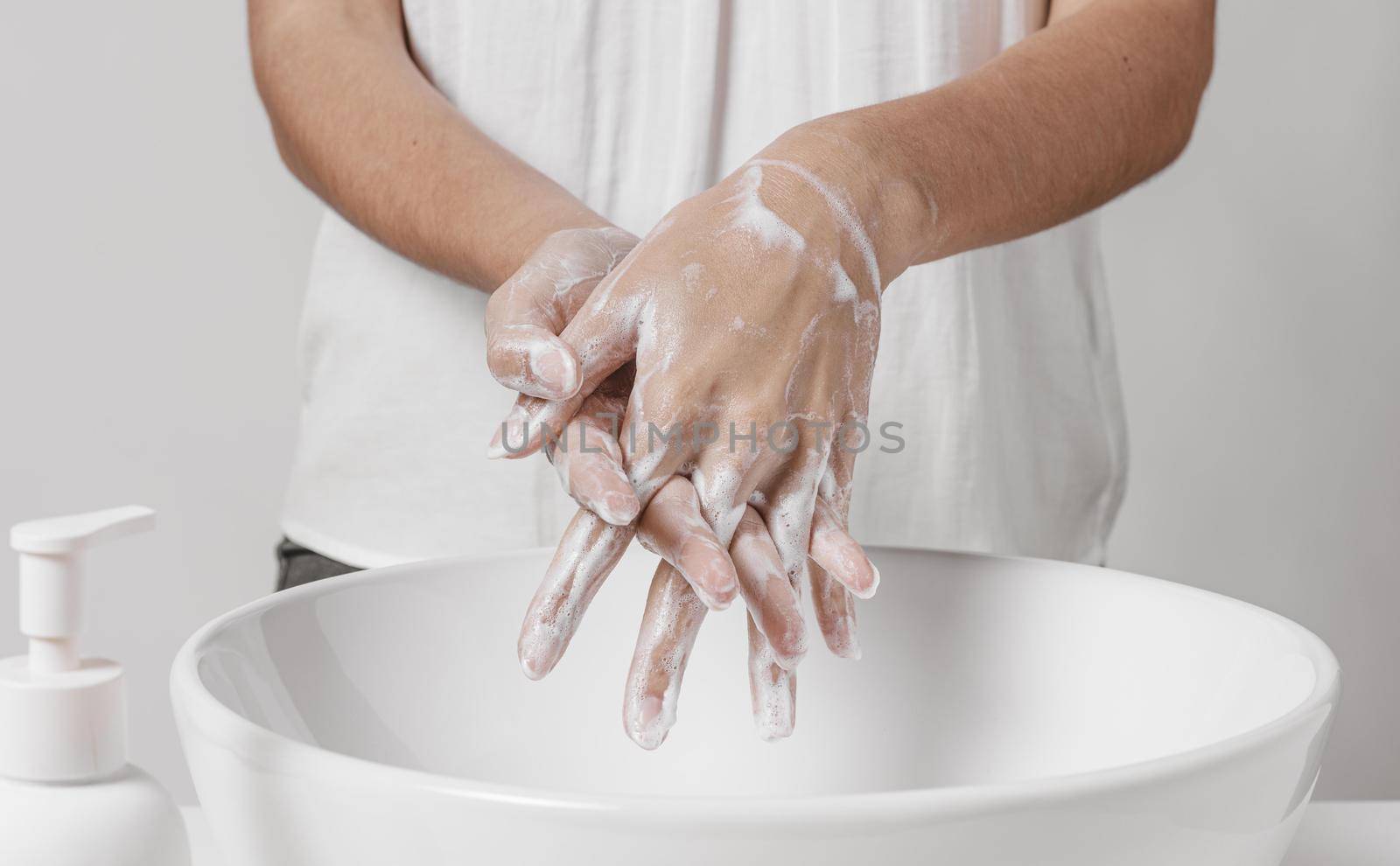 deep cleaning hands with water soap. High quality beautiful photo concept by Zahard