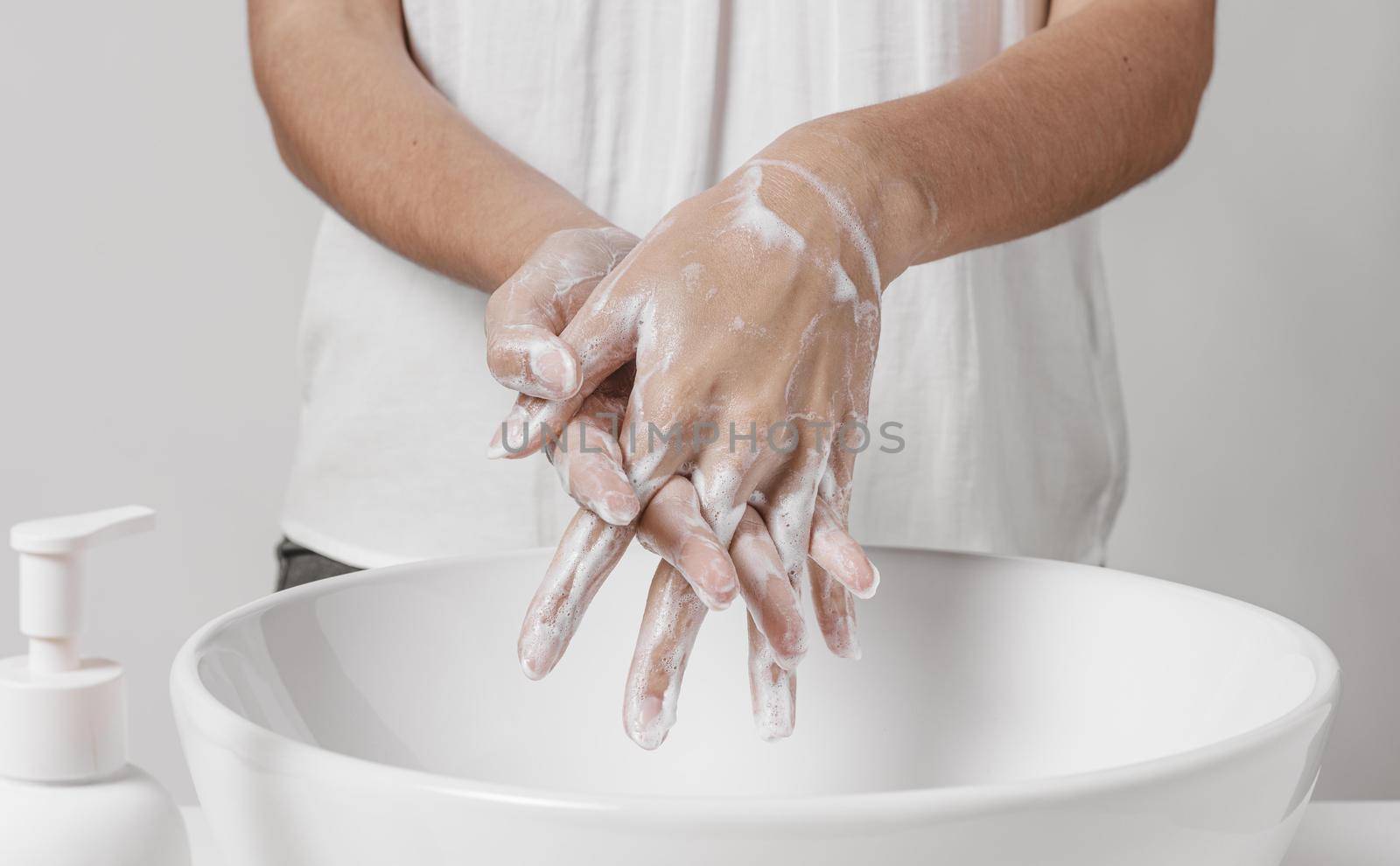 deep cleaning hands with water soap. Resolution and high quality beautiful photo