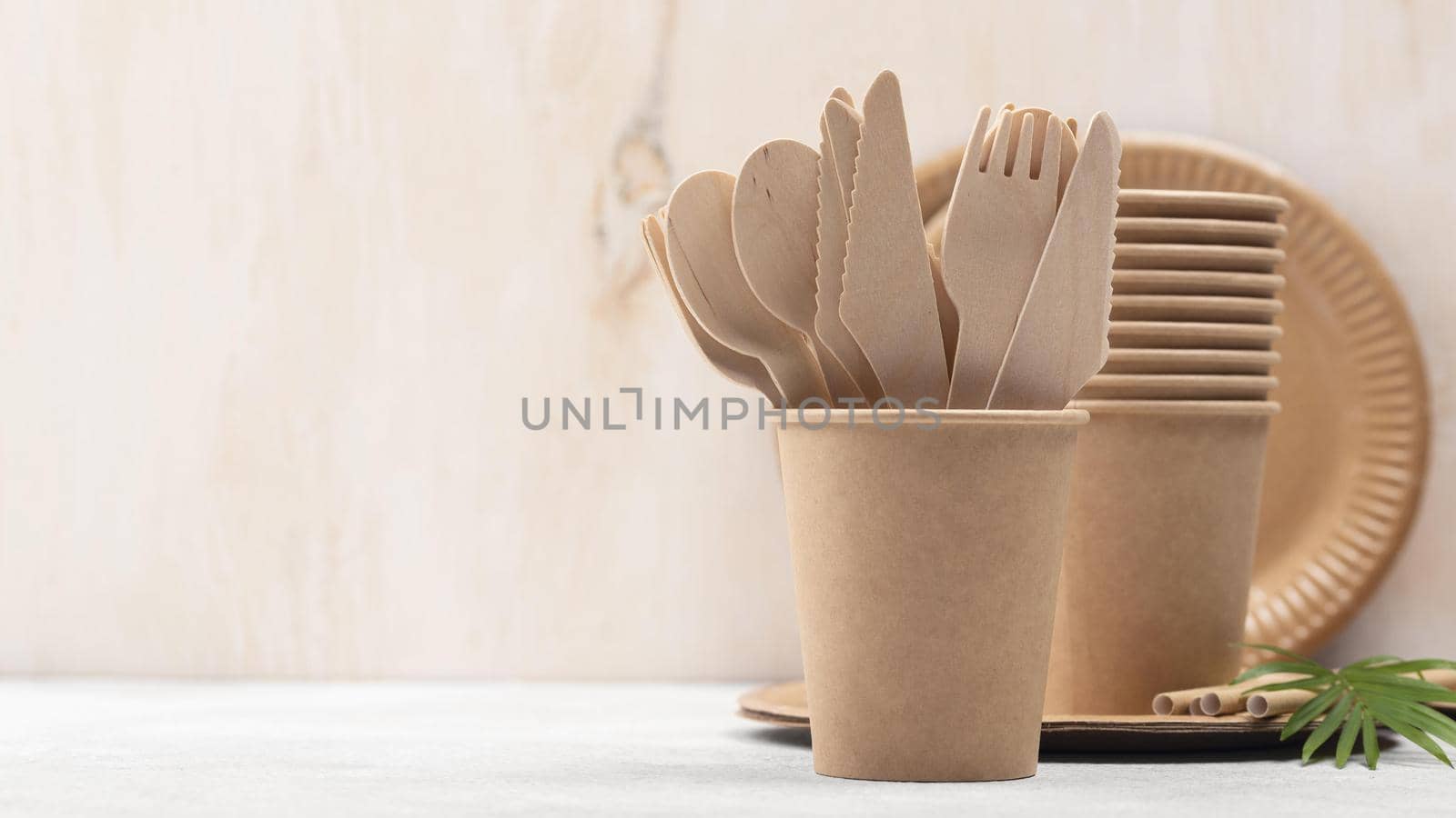 eco friendly disposable tableware cardboard front view. High quality beautiful photo concept by Zahard
