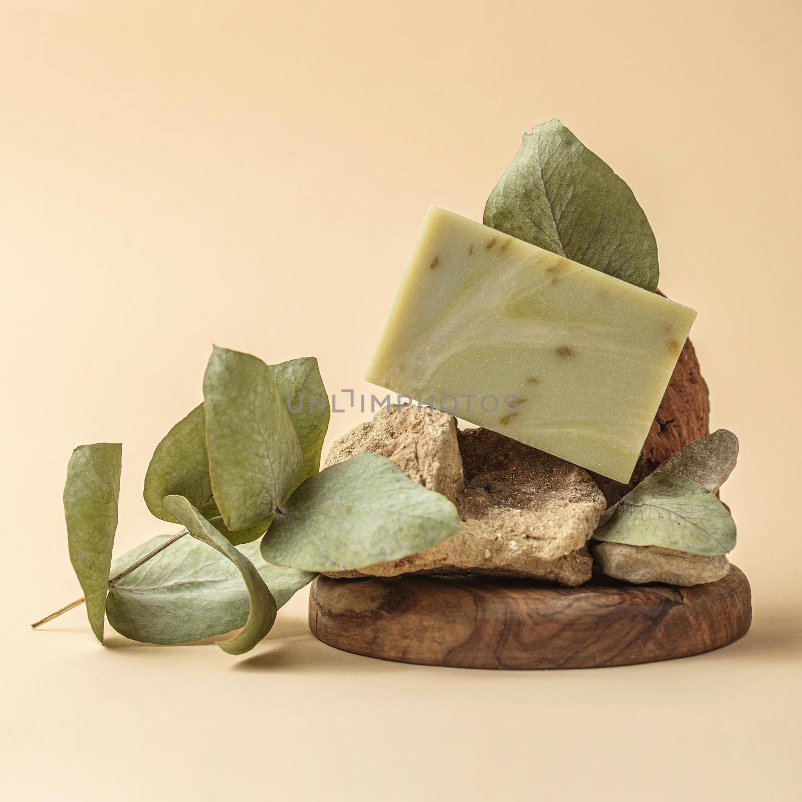front view soap made from green plant. Resolution and high quality beautiful photo