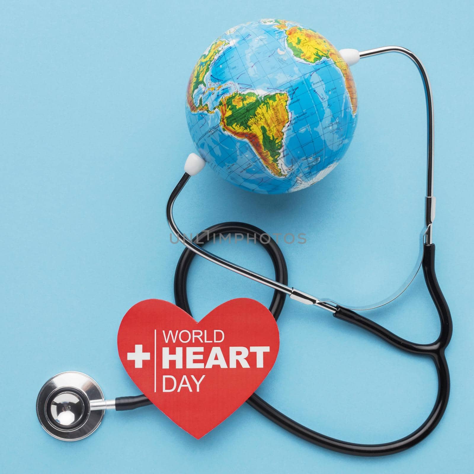 top view world heart day concept with globe. High quality beautiful photo concept by Zahard