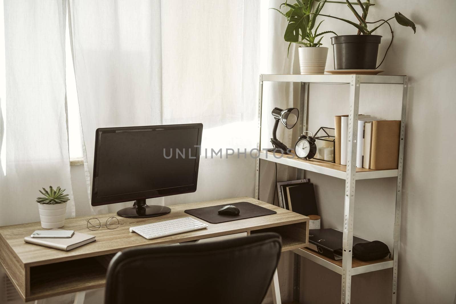 home office with computer shelf. High quality beautiful photo concept by Zahard