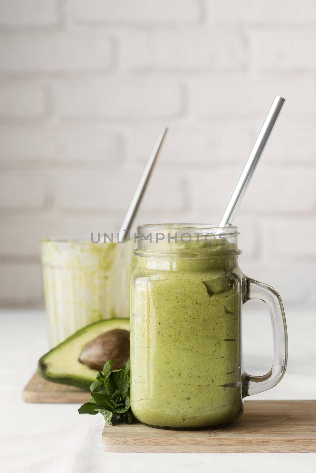 delicious green smoothie with avocado. Resolution and high quality beautiful photo