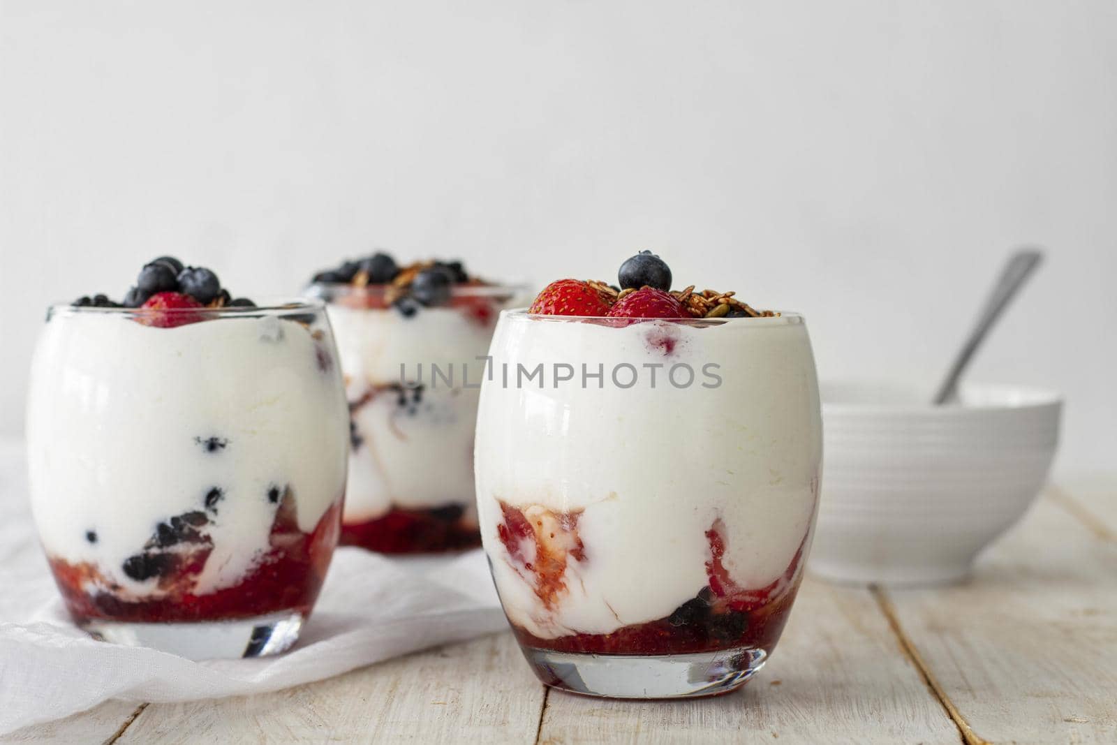 fruit yogurt glasses composition. High quality beautiful photo concept by Zahard