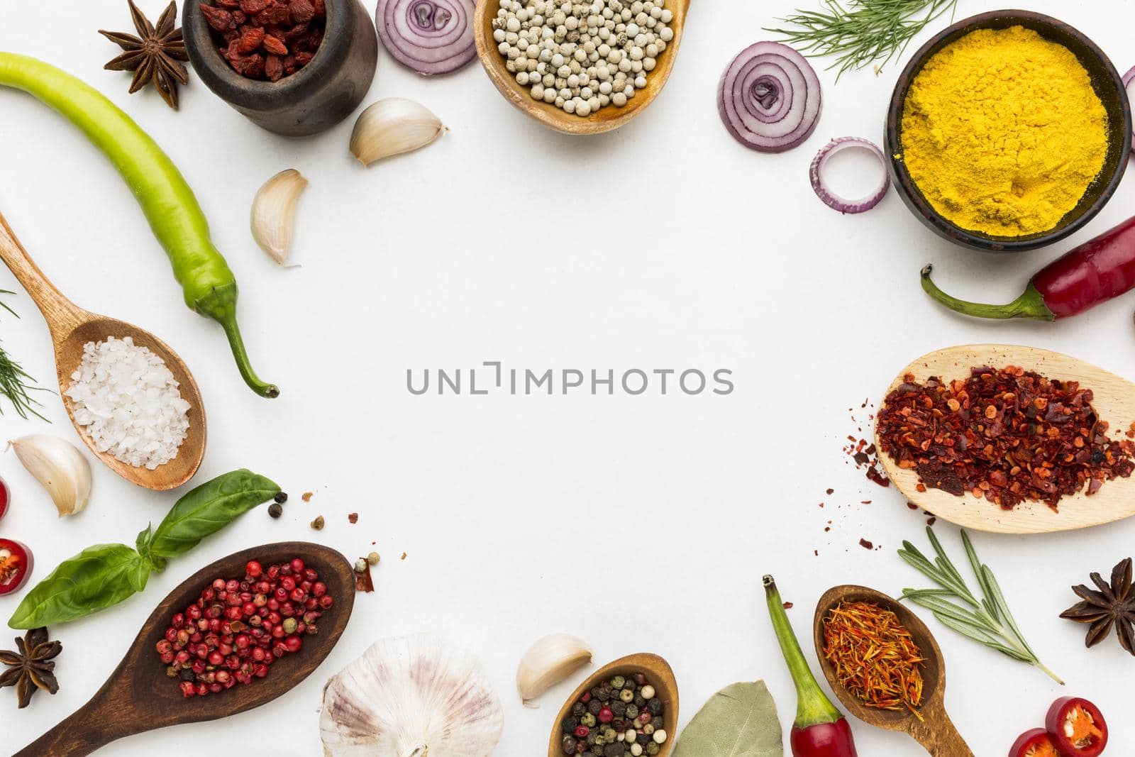 diveristy condiments frame with copy space. High quality beautiful photo concept by Zahard