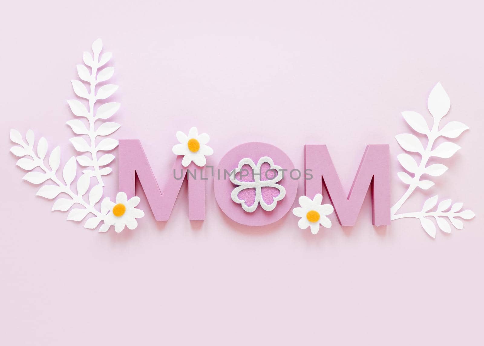 top view mom word pink background. Resolution and high quality beautiful photo