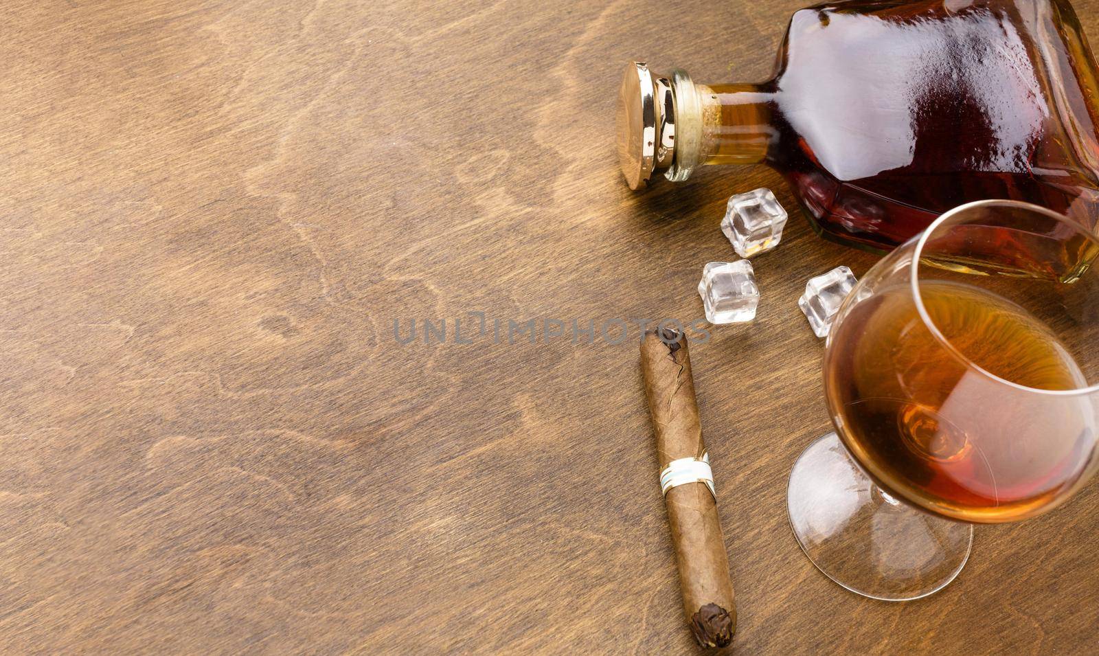 top view cognac cigar with copy space. High quality beautiful photo concept by Zahard