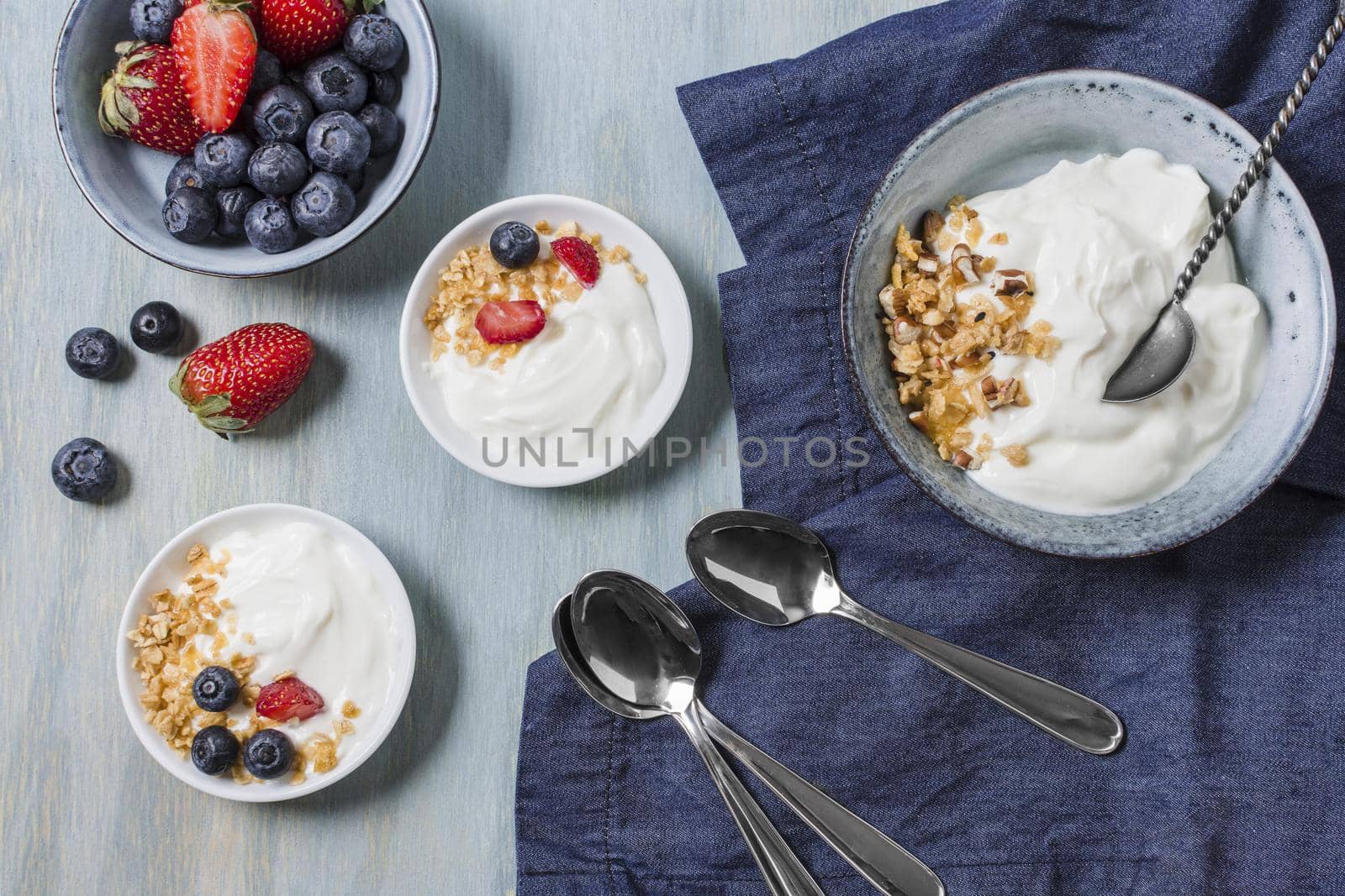 tasty breakfast with yogurt fruits. Resolution and high quality beautiful photo