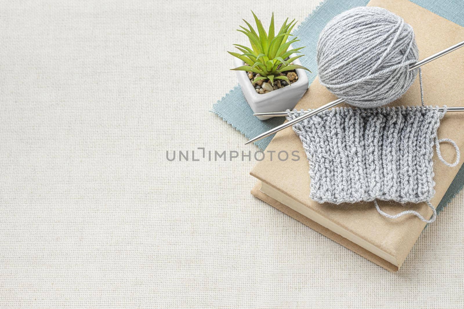 top view crochet set with yarn copy space. High quality beautiful photo concept by Zahard