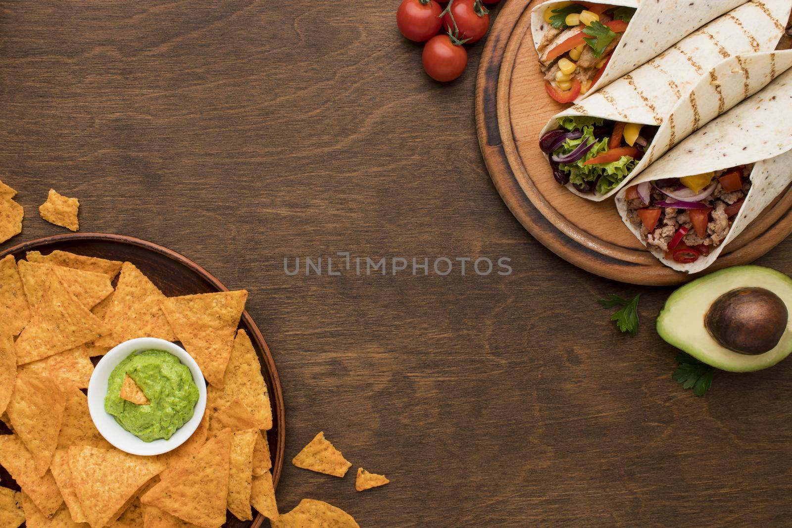 top view delicious mexican food ready be served. High quality beautiful photo concept by Zahard