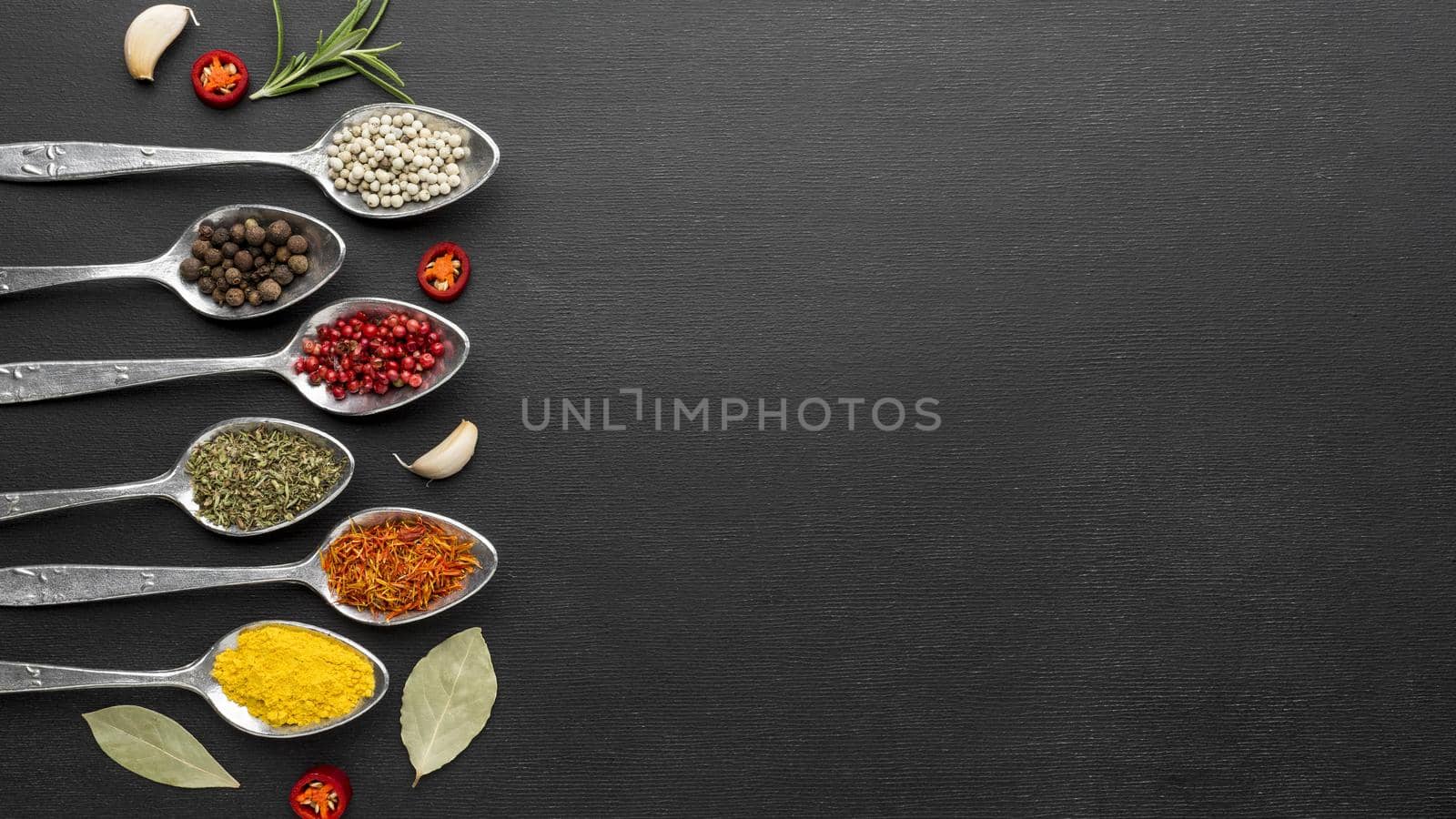 spoons with powder condiments copy space. High quality beautiful photo concept by Zahard