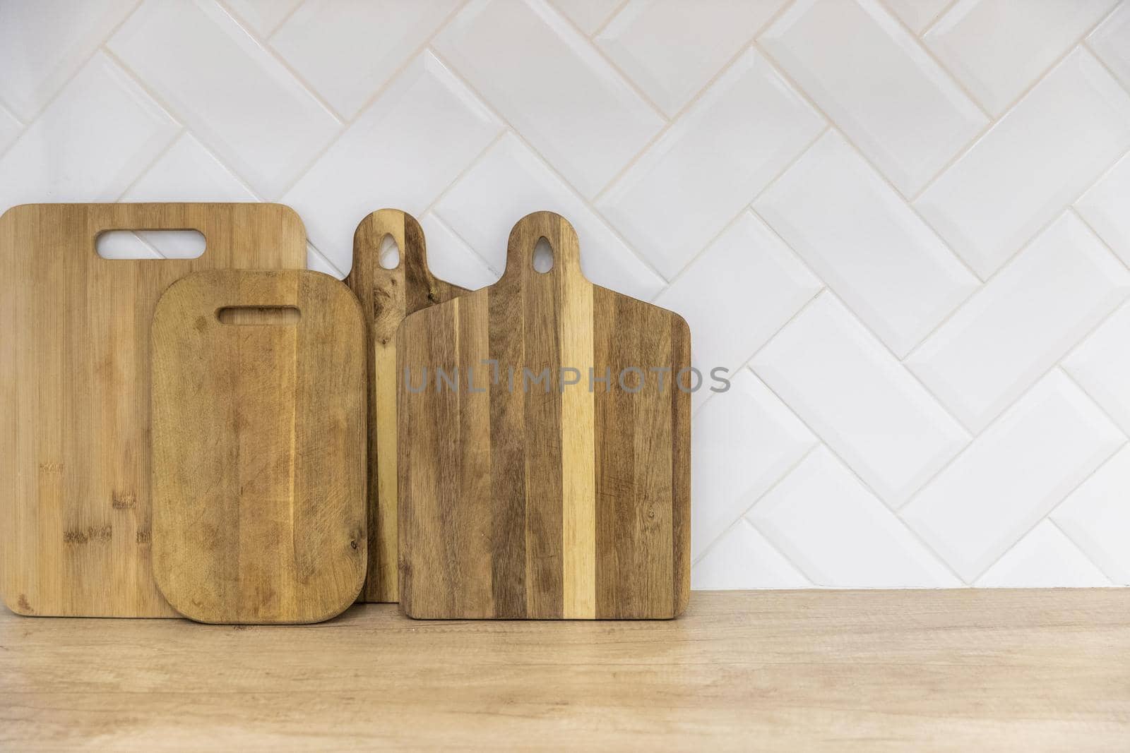 wooden boards kitchen counter. High quality beautiful photo concept by Zahard