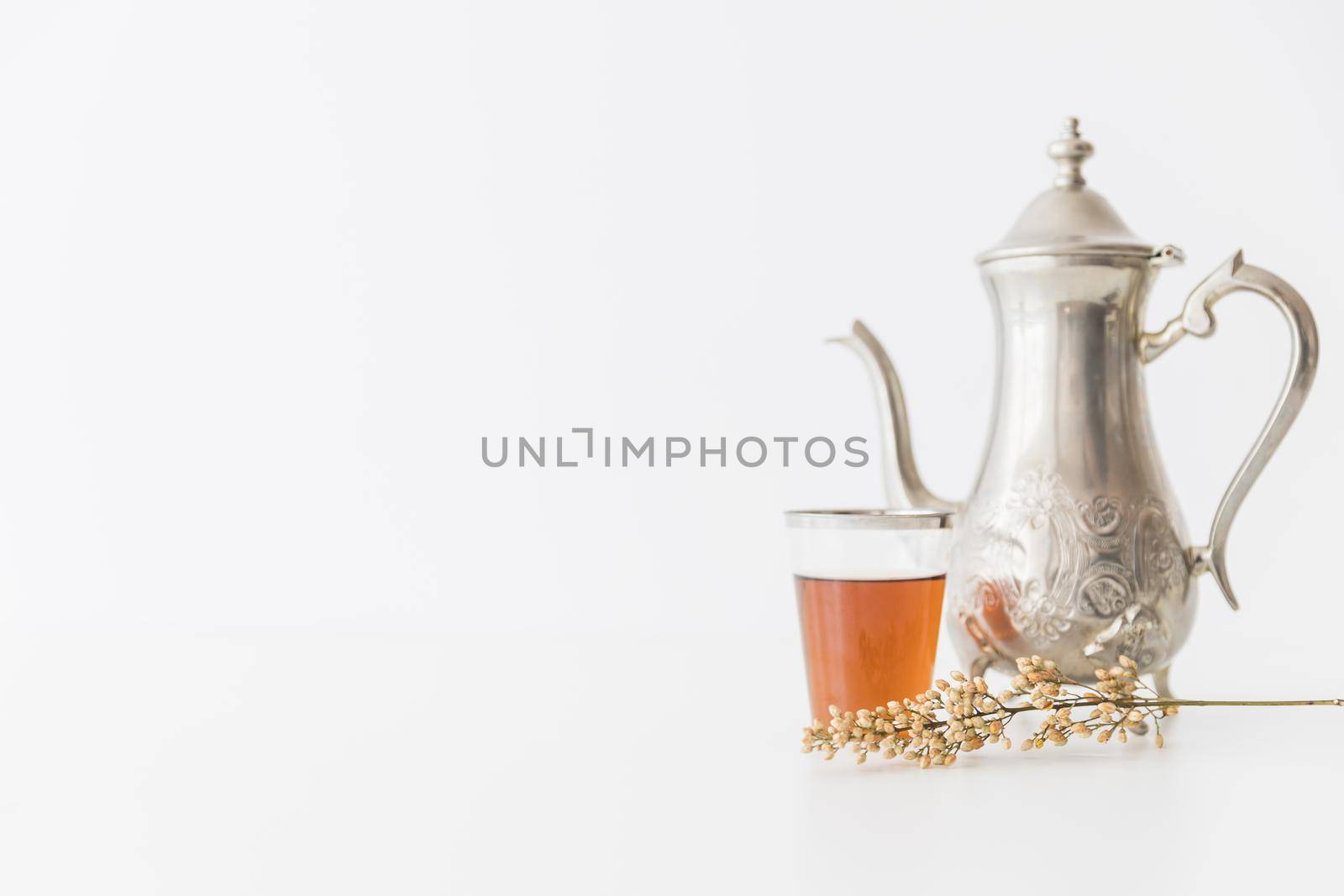 glass tea with teapot branch. Resolution and high quality beautiful photo