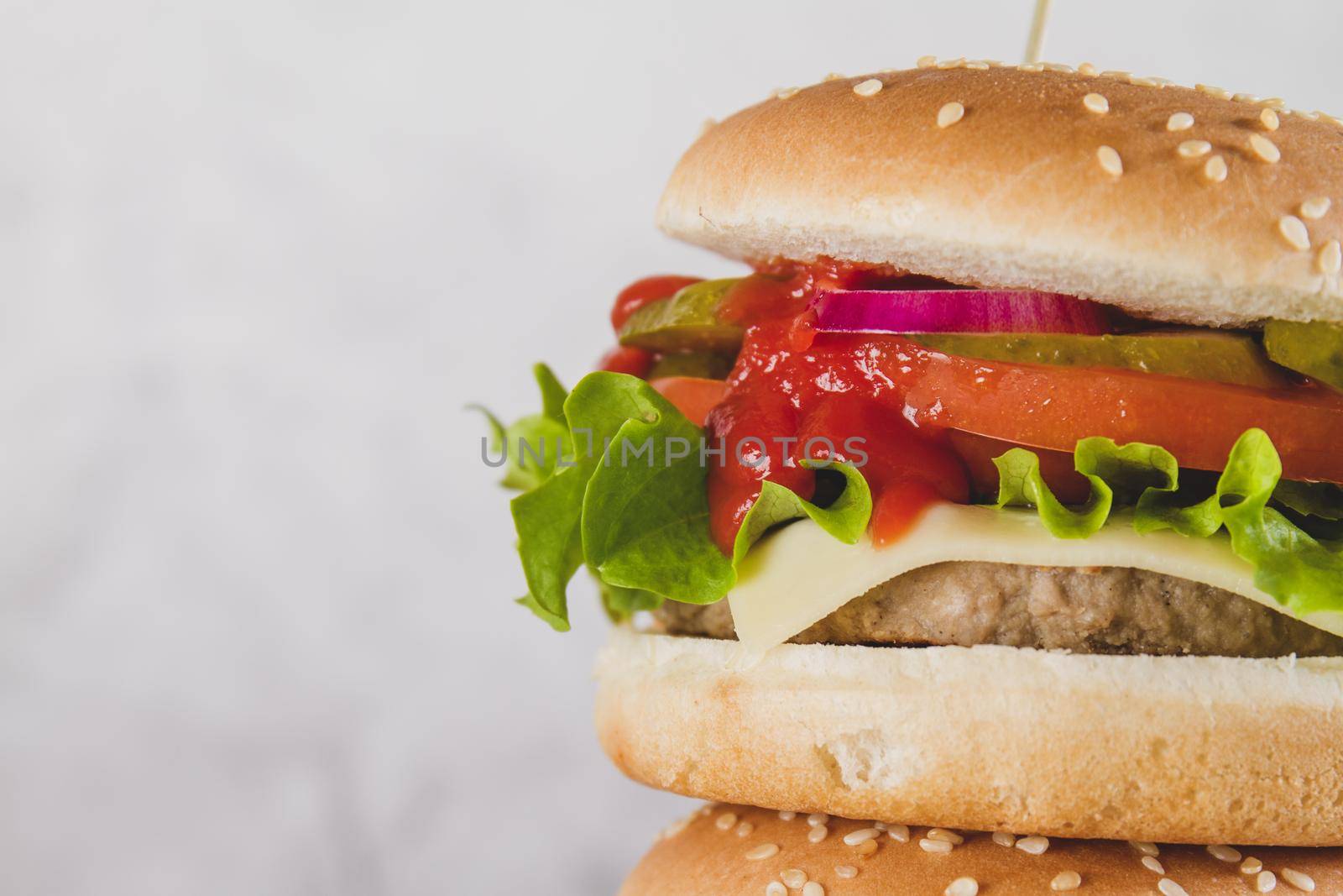 delicious burger with lettuce cheese. Resolution and high quality beautiful photo