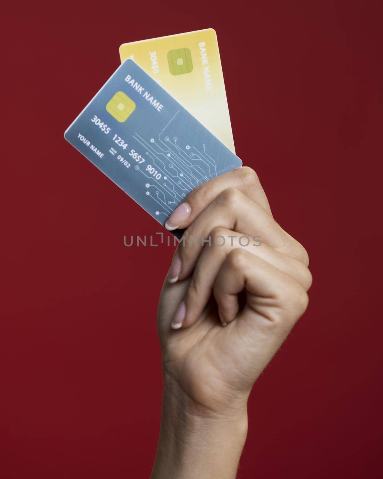 woman holding her credit cards close up. Resolution and high quality beautiful photo