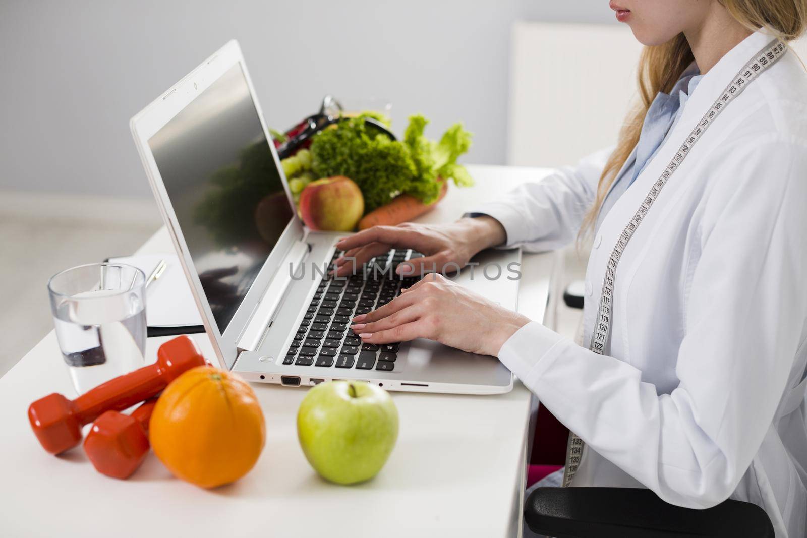 diet concept with female scientist healthy food. High quality beautiful photo concept by Zahard