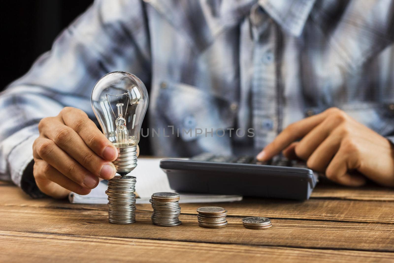 man cunting stack coins. High quality beautiful photo concept by Zahard