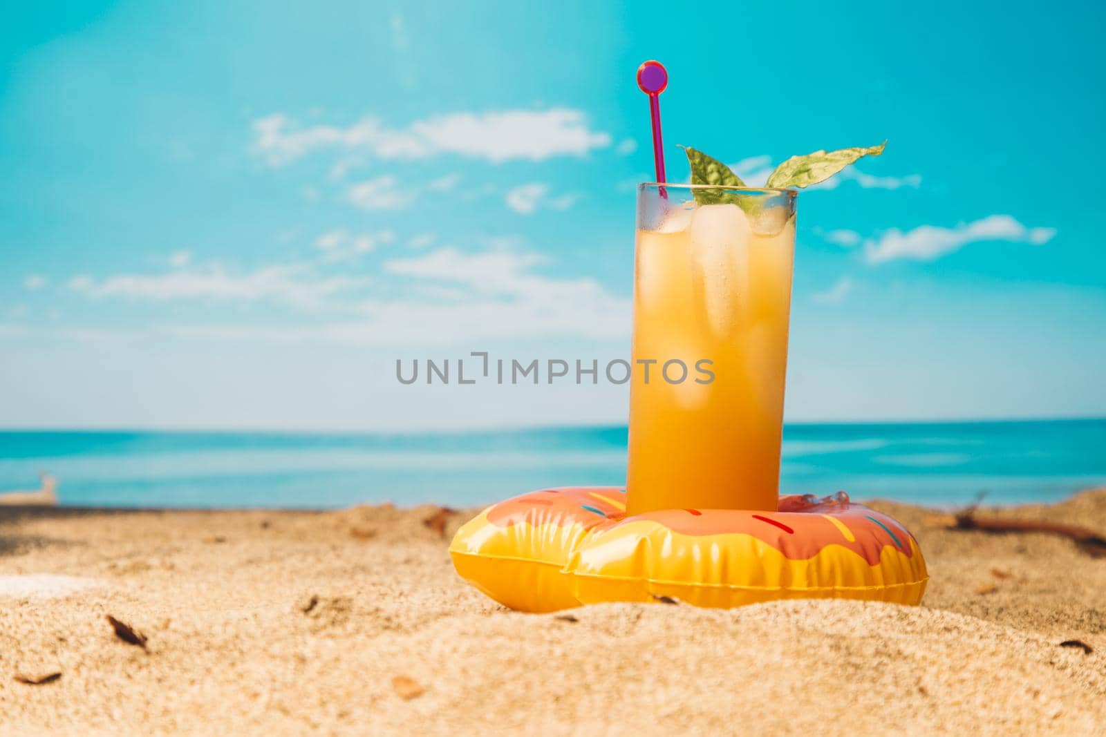 tropical drink sandy beach. High quality beautiful photo concept by Zahard