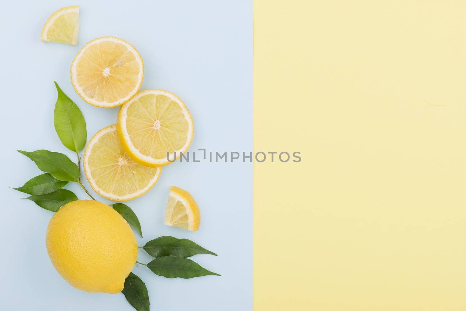 top view organic lemon with copy space. High quality beautiful photo concept by Zahard