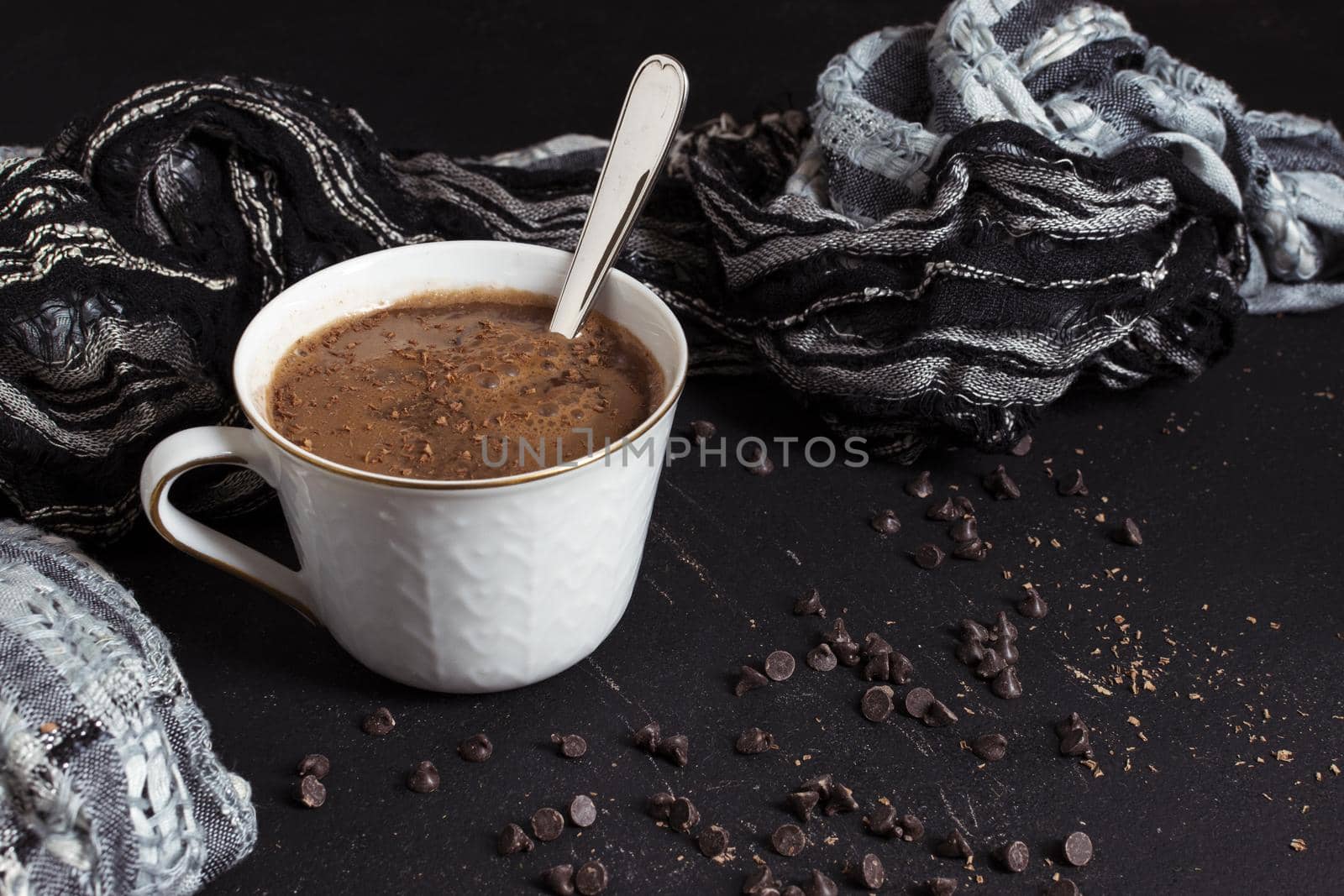 sweet hot chocolate cacao chips. High quality beautiful photo concept by Zahard