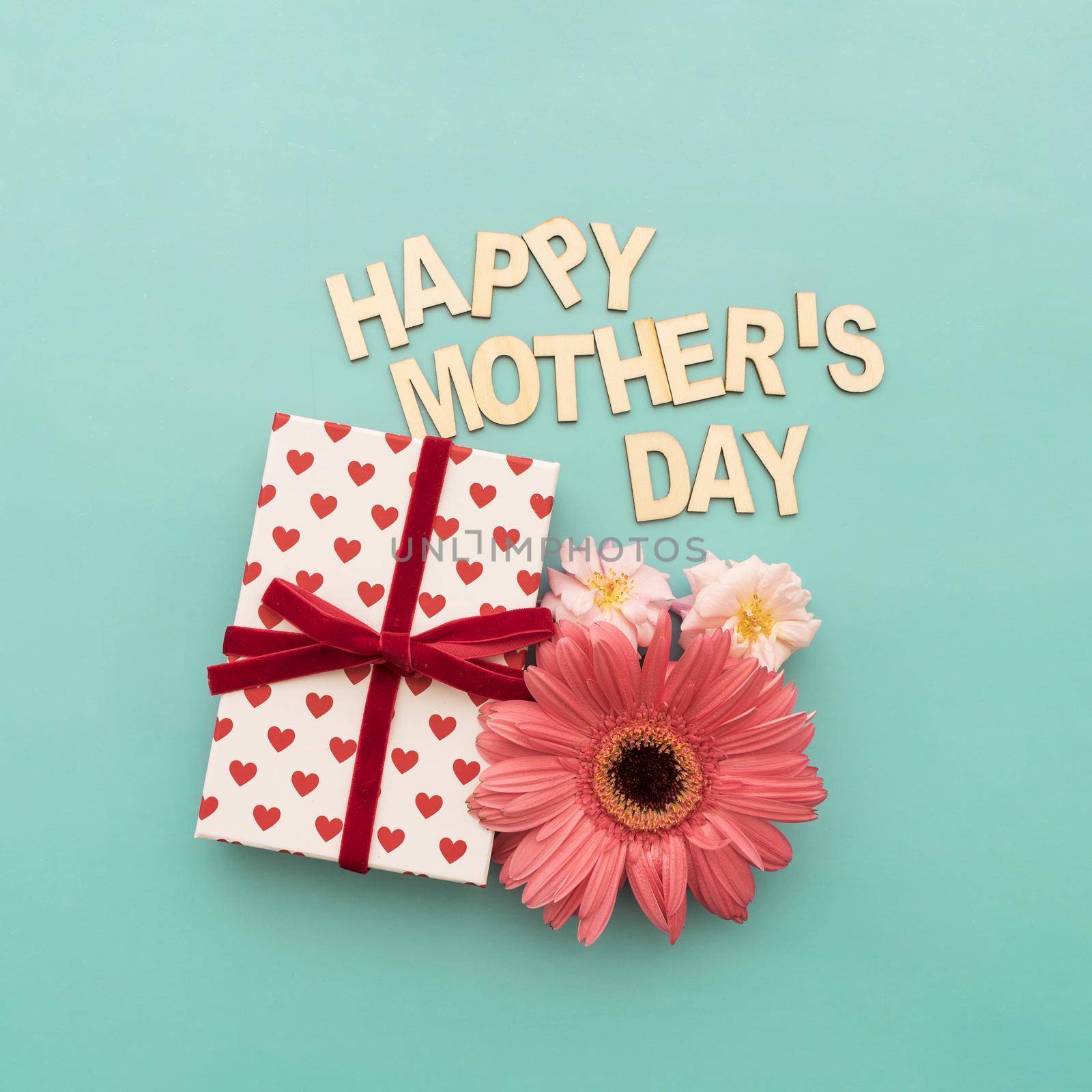 happy mother s day lettering gift box flowers close up. Resolution and high quality beautiful photo
