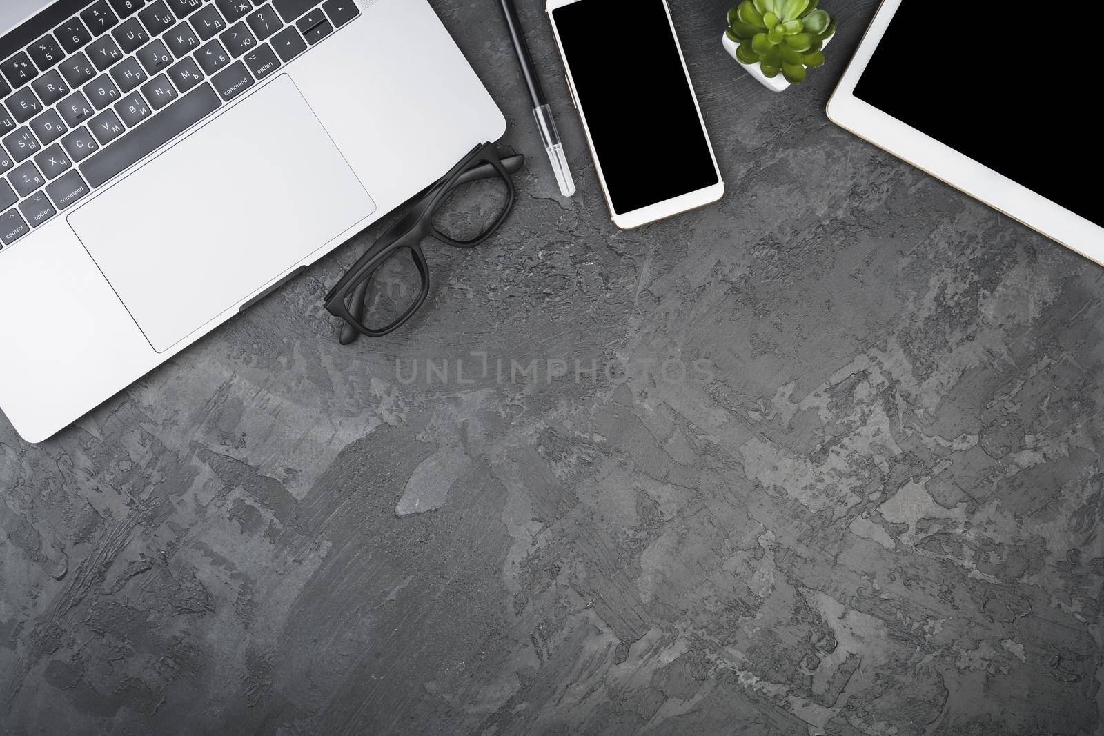 top view copy space with devices. High quality beautiful photo concept by Zahard