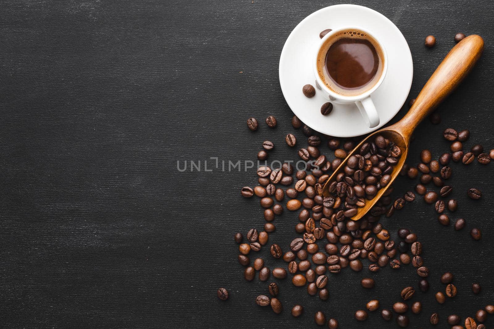 top view coffee with beans table. High quality beautiful photo concept by Zahard