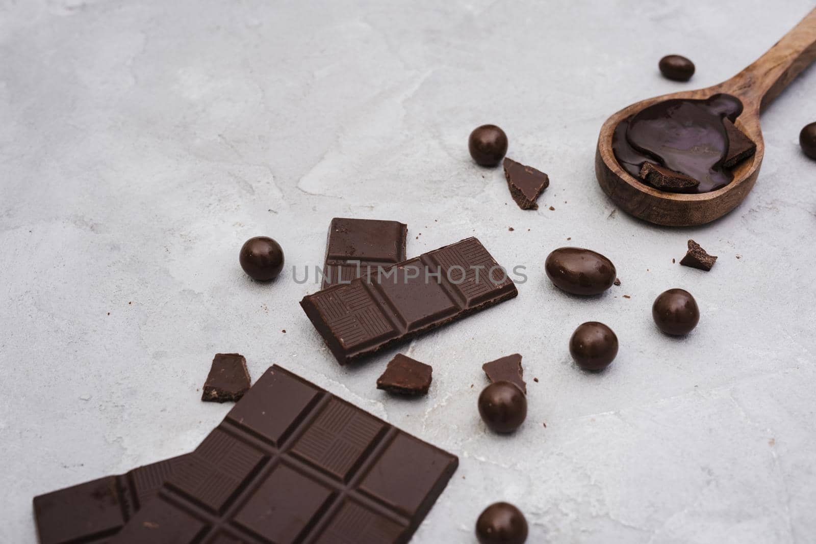 dark chocolate bar with candies. Resolution and high quality beautiful photo