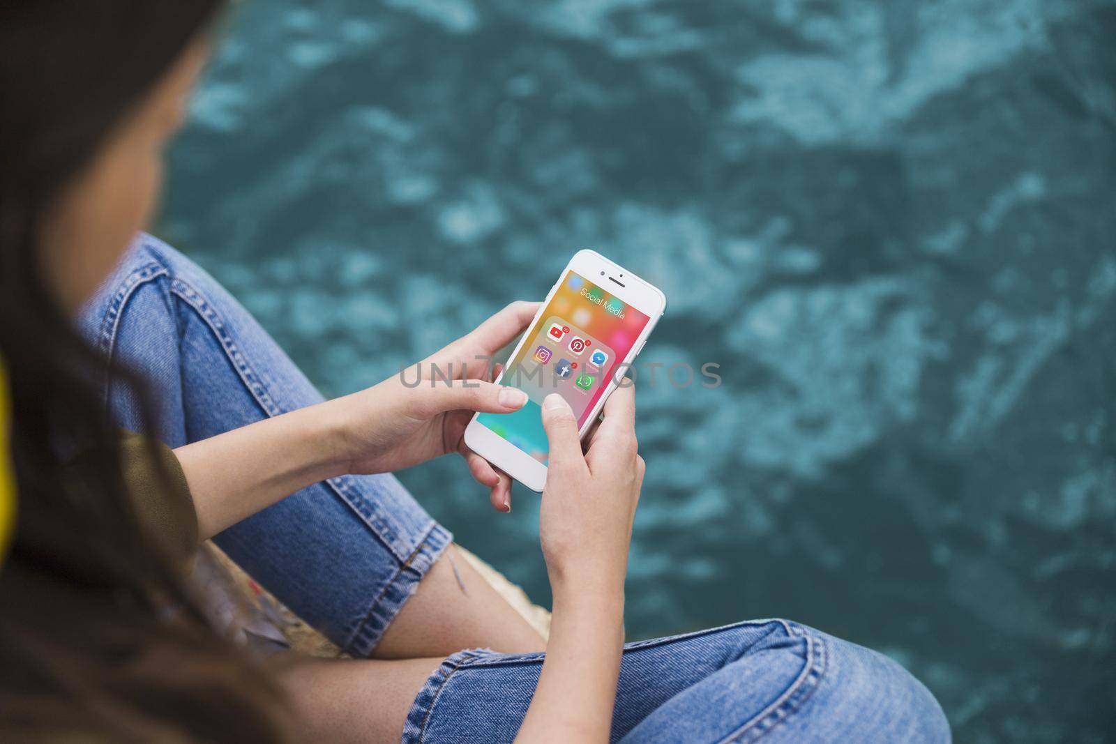 woman using cellphone with social media notifications screen. High quality beautiful photo concept by Zahard