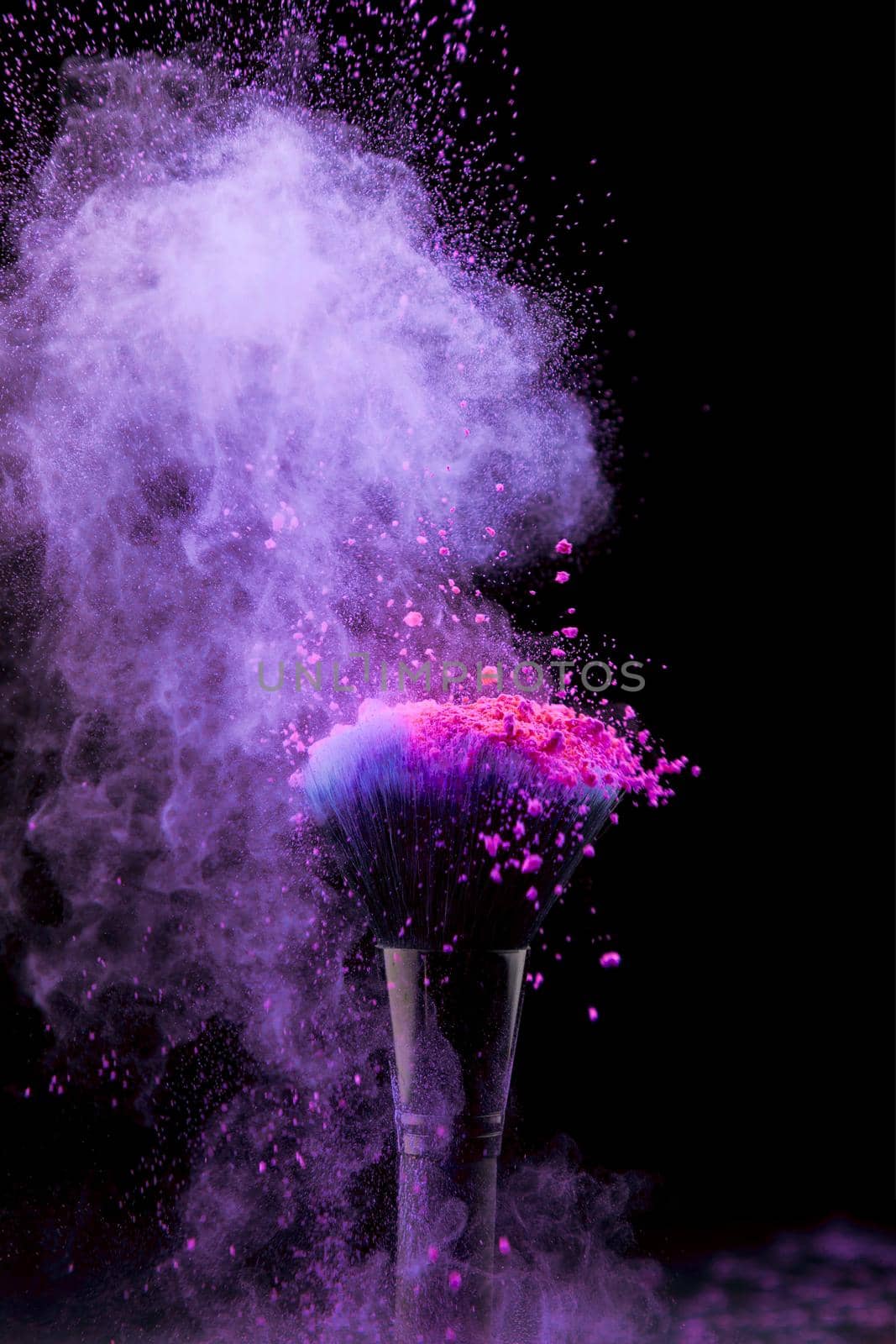 vibrant burst makeup powder with brush dark background. Resolution and high quality beautiful photo